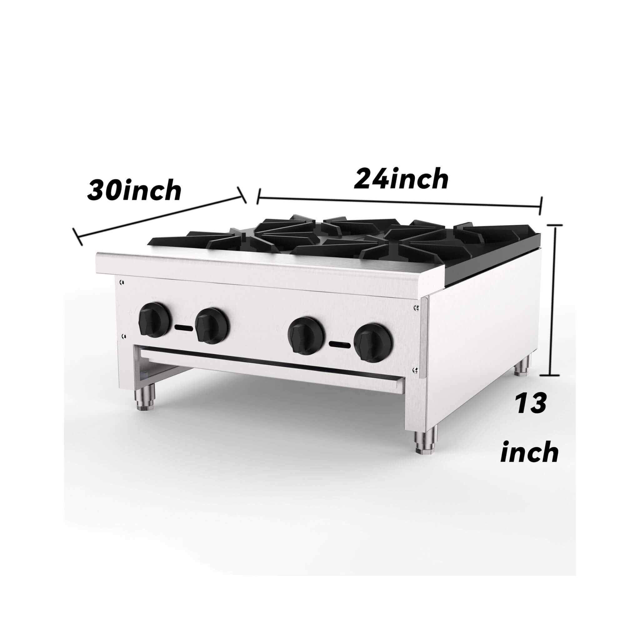 Heavy-Duty Commercial 112K BTU 4-Burner Stainless Steel Gas Stove Hot Plate (SAK39201) – SAKSBY WHOLESALE, view 9