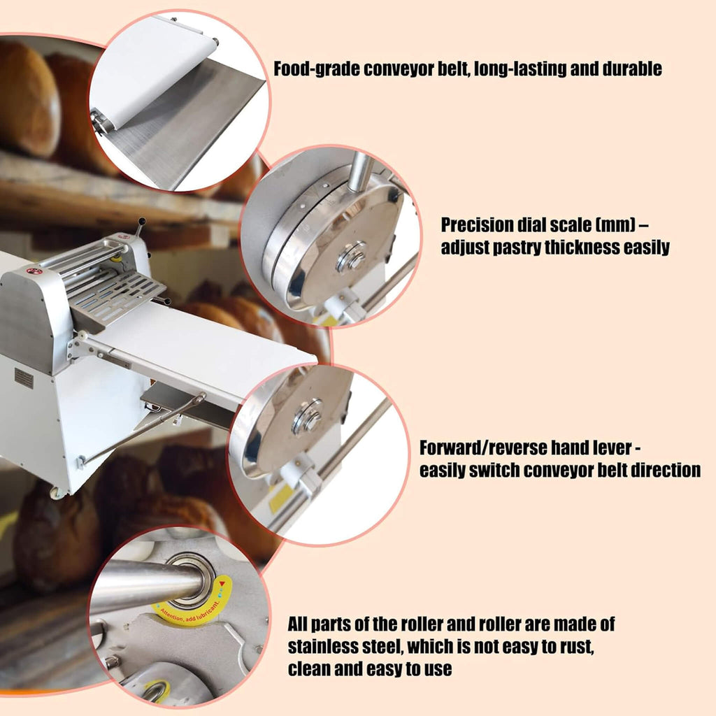 Heavy-Duty Commercial 220V Electric Dough Sheeter Machine With Adjustable Thickness (SAK17382) – SAKSBY WHOLESALE, view 8
