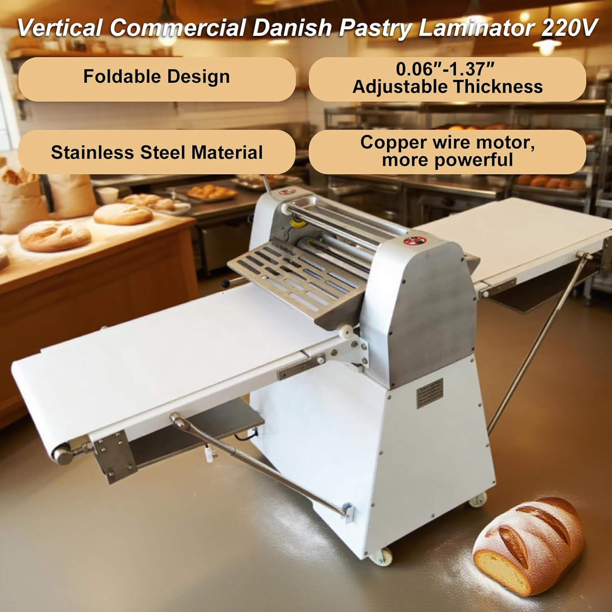 Heavy-Duty Commercial 220V Electric Dough Sheeter Machine With Adjustable Thickness (SAK17382) – SAKSBY WHOLESALE, view 4