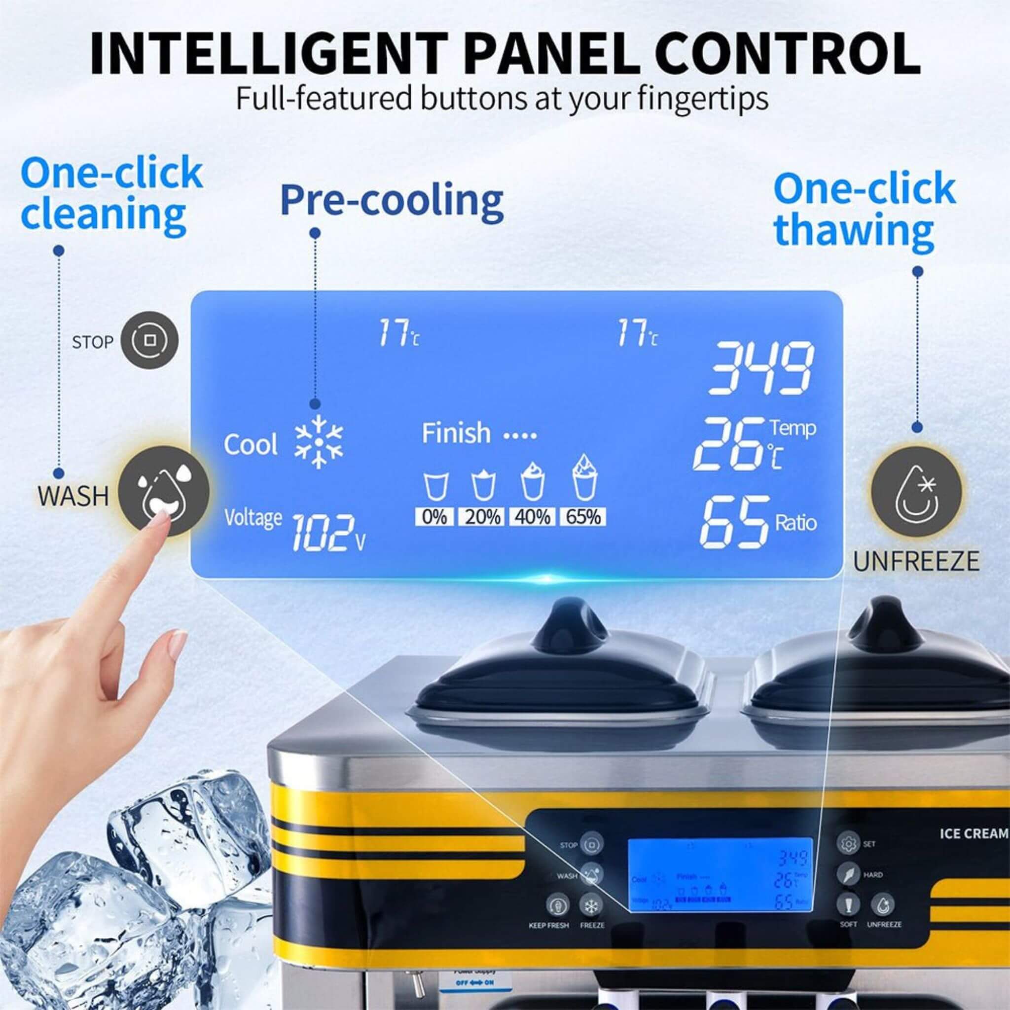 Heavy-Duty Commercial 3-Flavor 2350W Countertop Soft Serve Ice Cream Maker Machine (SAK63972) – SAKSBY WHOLESALE, view 7