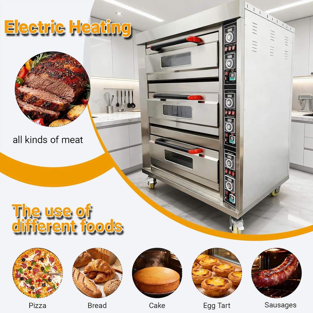 Heavy-Duty Commercial Triple Deck 220V 19.8KW Electric Pizza Oven (SAK56751) – SAKSBY WHOLESALE, view 4
