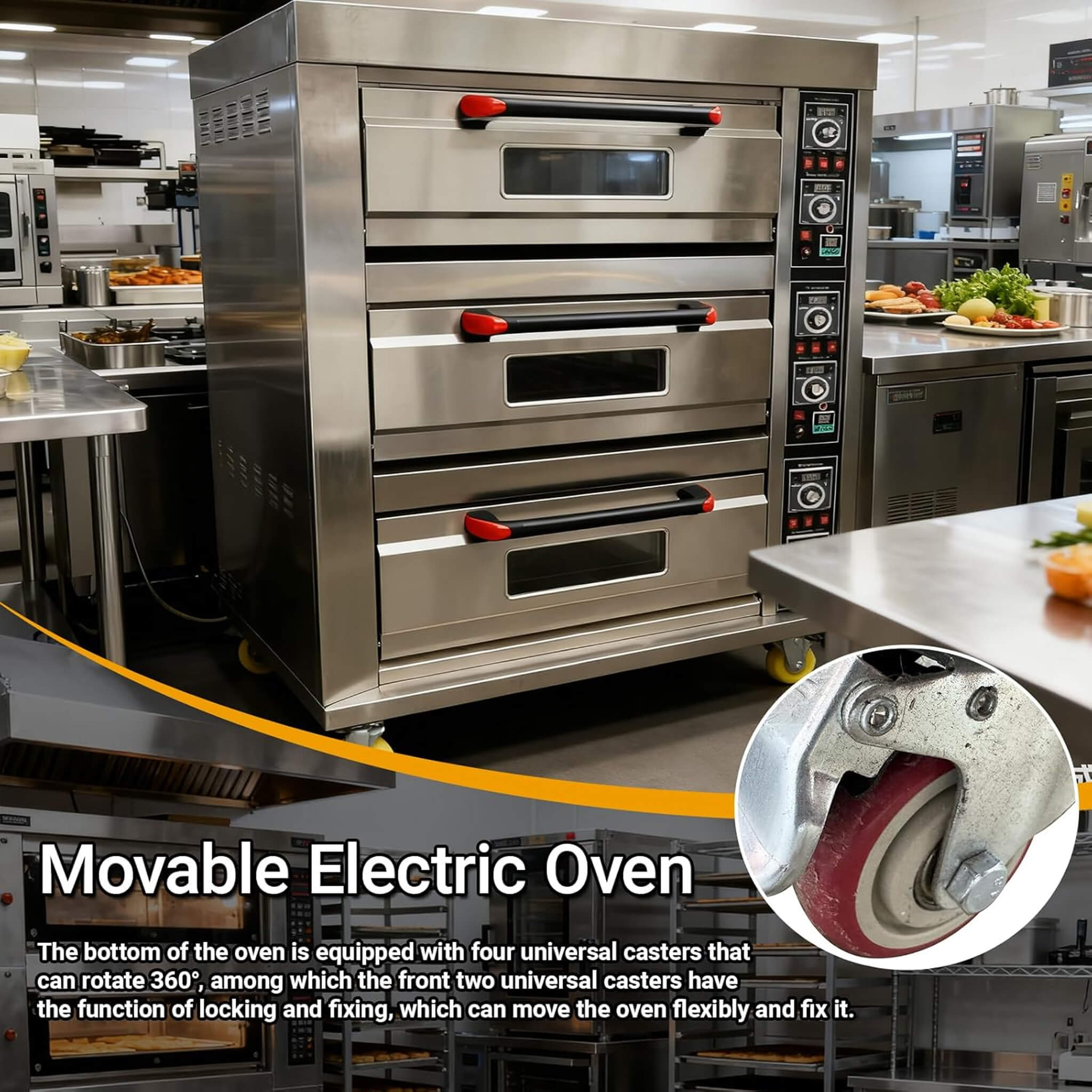 Heavy-Duty Commercial Triple Deck 220V 19.8KW Electric Pizza Oven (SAK56751) – SAKSBY WHOLESALE, view 6