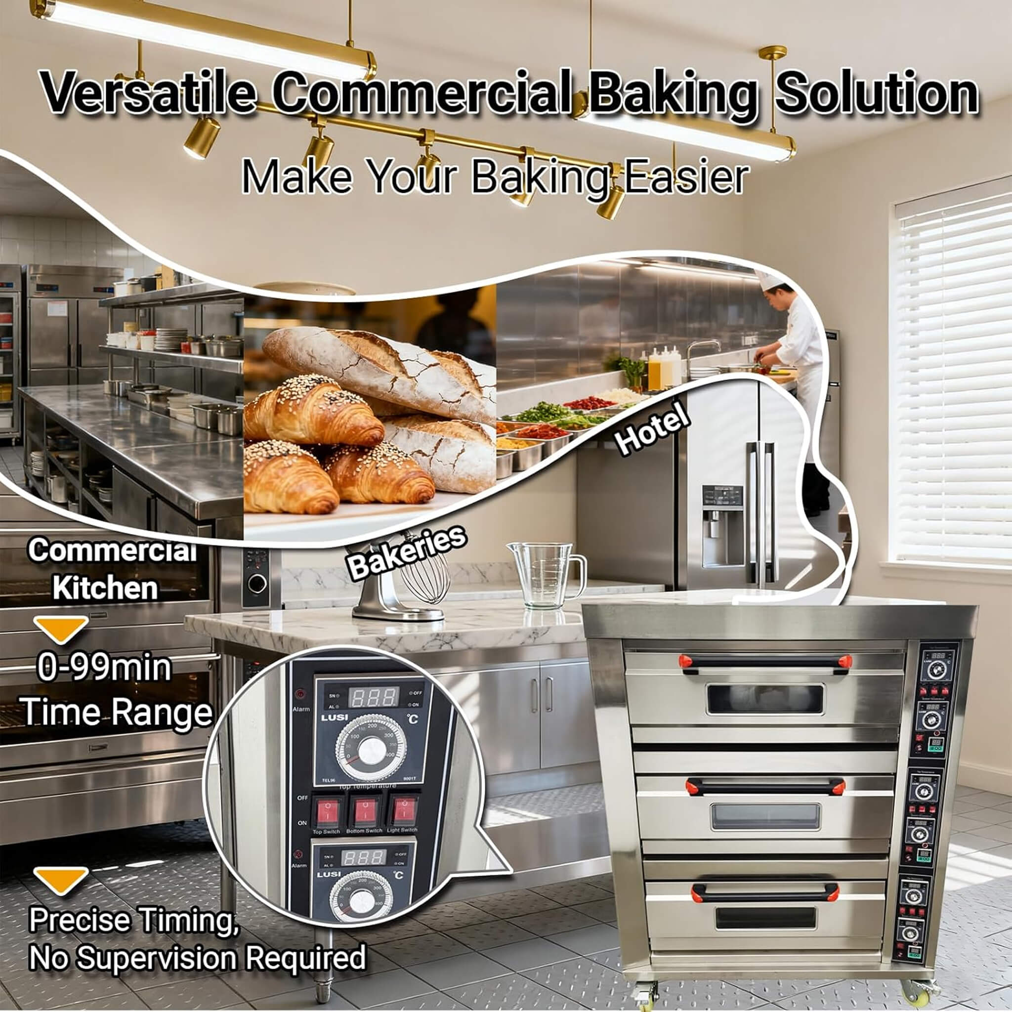 Heavy-Duty Commercial Triple Deck 220V 19.8KW Electric Pizza Oven (SAK56751) – SAKSBY WHOLESALE, view 7