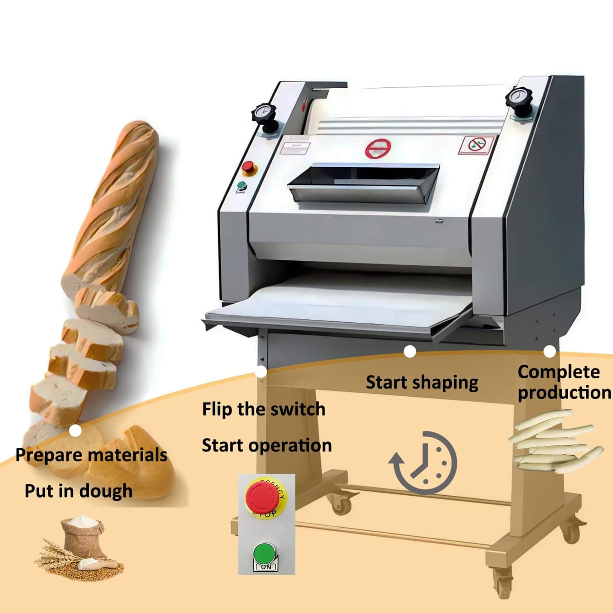 Heavy-Duty Commercial 110V Electric Baguette Bread Shaper Machine (SAK68176) – SAKSBY WHOLESALE, view 3
