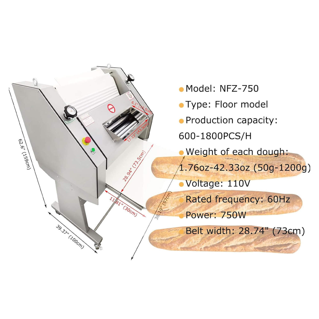 Heavy-Duty Commercial 110V Electric Baguette Bread Shaper Machine (SAK68176) – SAKSBY WHOLESALE, view 7