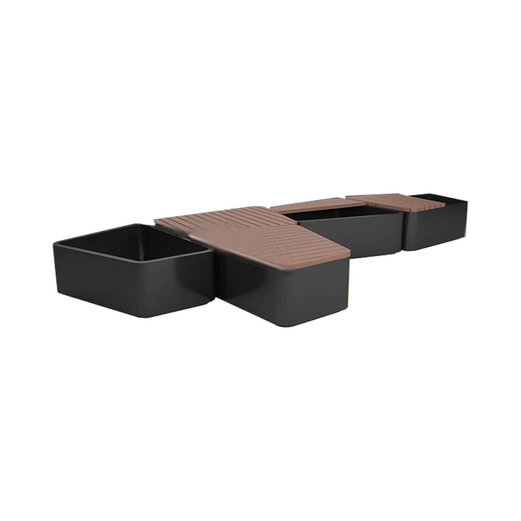 Heavy-Duty Commercial Outdoor Stainless Steel Bench With Wood Seat And Planter Box [Made-To-Order] (SAK41578) – SAKSBY WHOLES