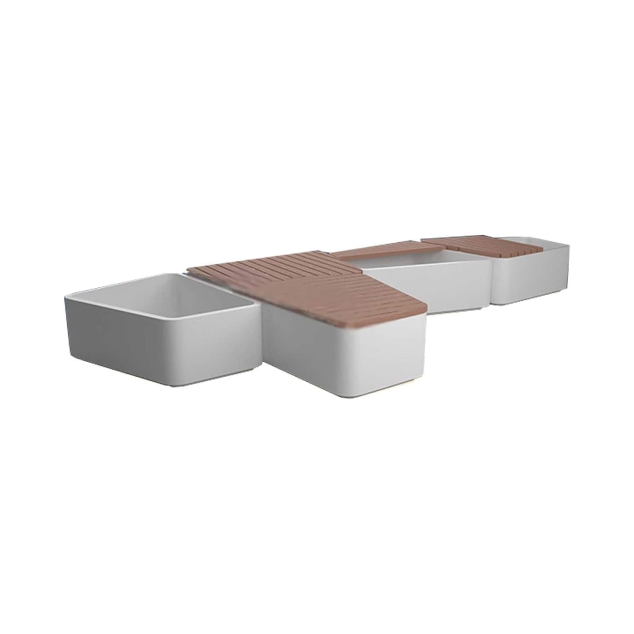 Heavy-Duty Commercial Outdoor Stainless Steel Bench With Wood Seat And Planter Box [Made-To-Order] (SAK41578) – SAKSBY WHOLES