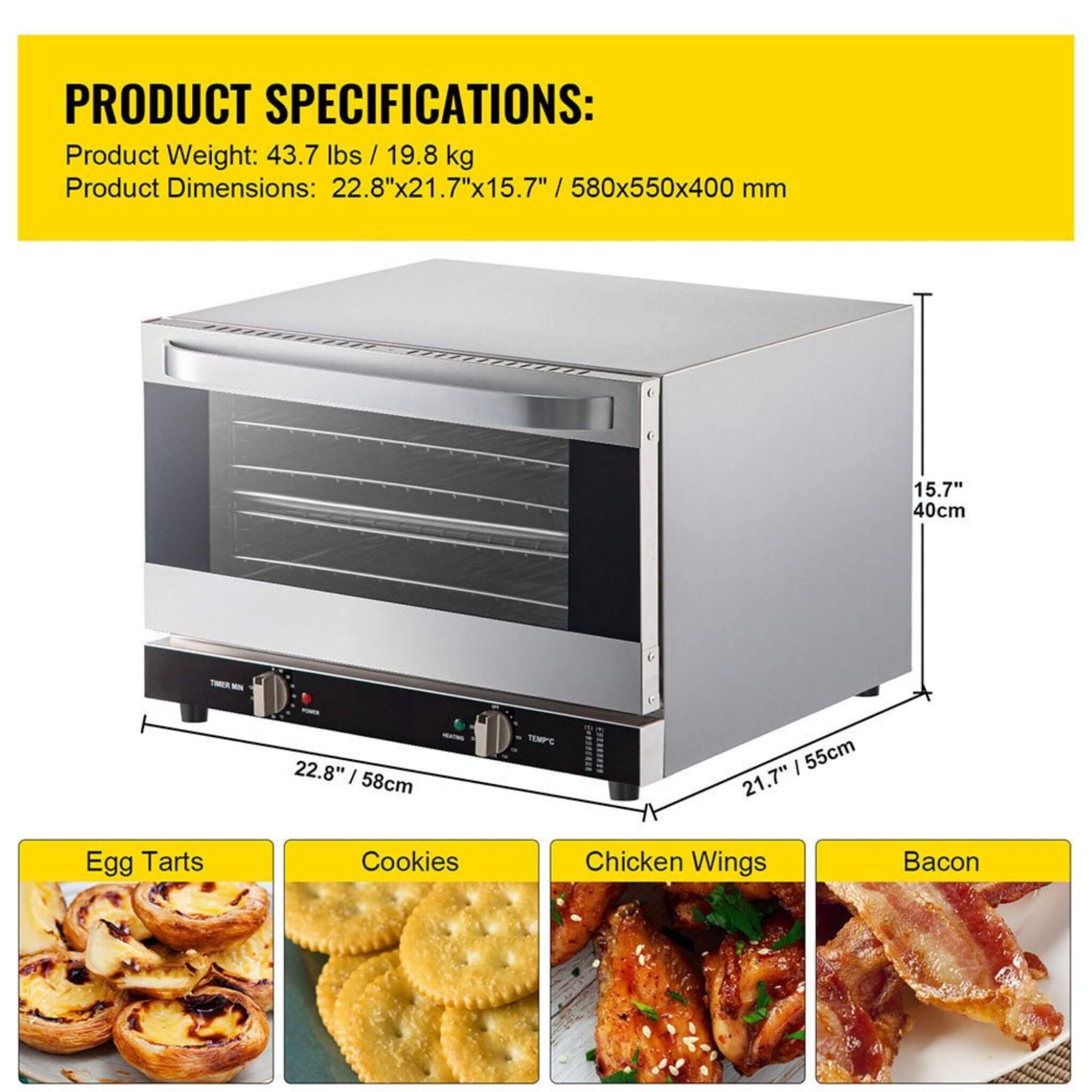 Heavy-Duty Commercial Stainless Steel Countertop Convection Toaster Oven (SAK51683) – SAKSBY WHOLESALE, view 16