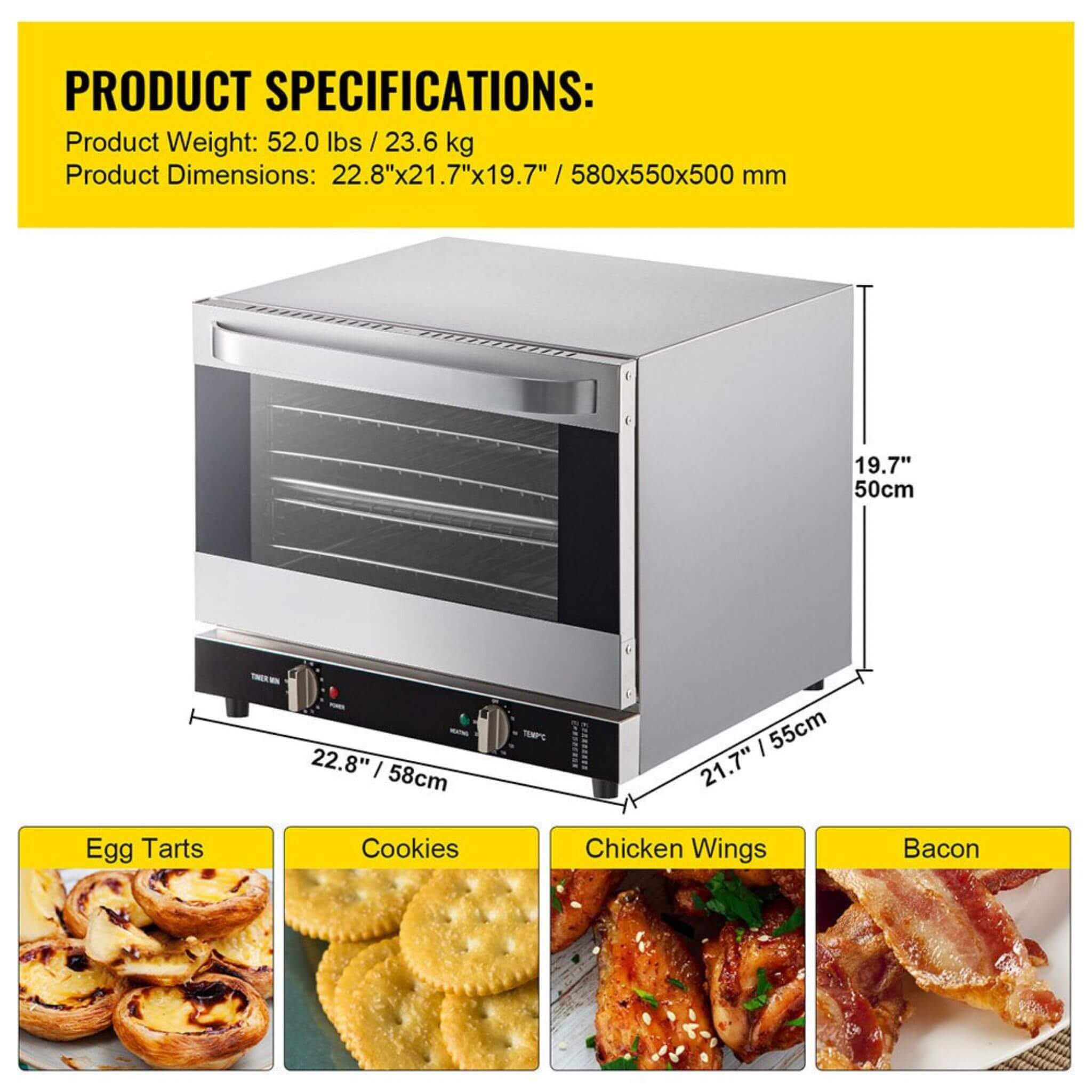 Heavy-Duty Commercial Stainless Steel Countertop Convection Toaster Oven (SAK51683) – SAKSBY WHOLESALE, view 17