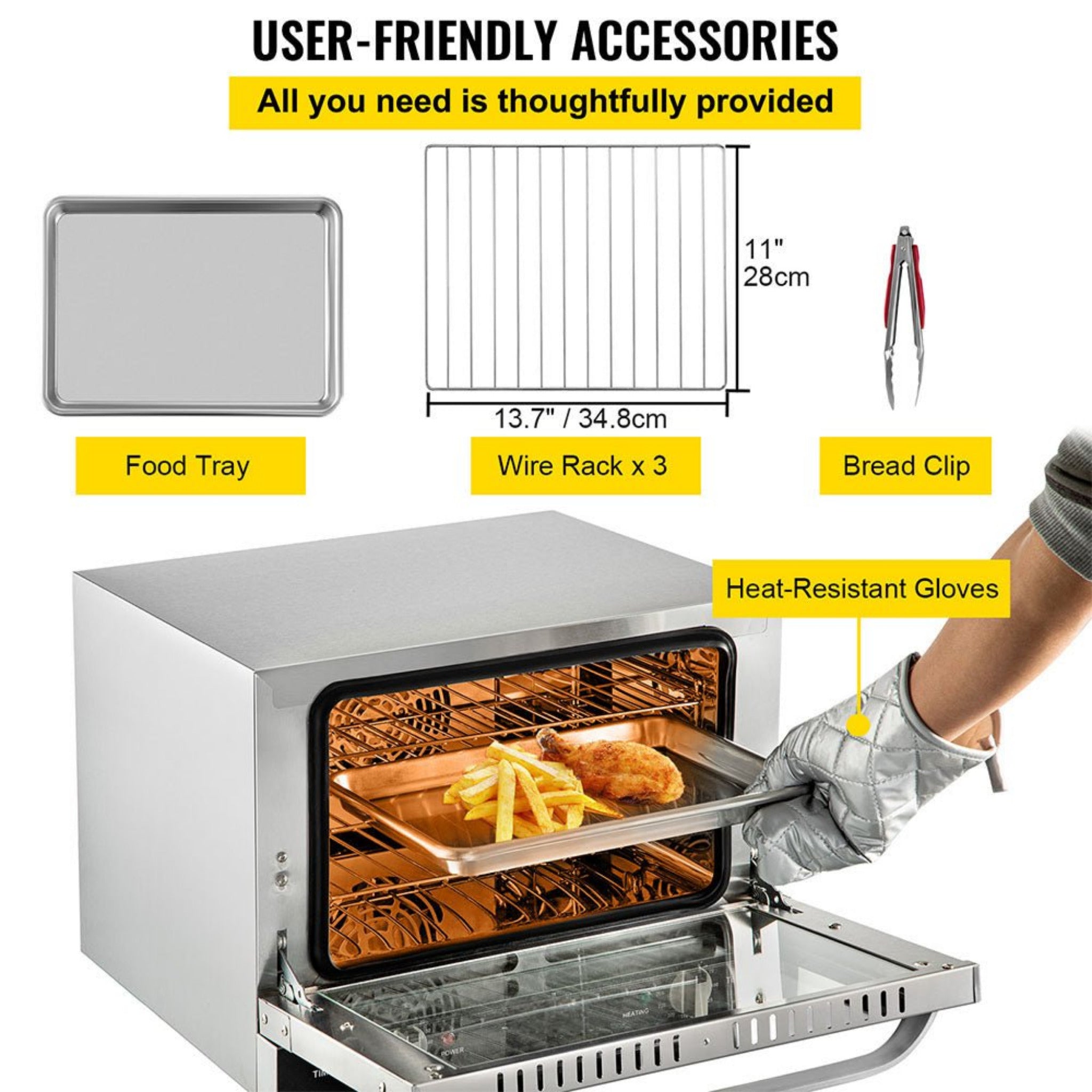 Heavy-Duty Commercial Stainless Steel Countertop Convection Toaster Oven (SAK51683) – SAKSBY WHOLESALE, view 9
