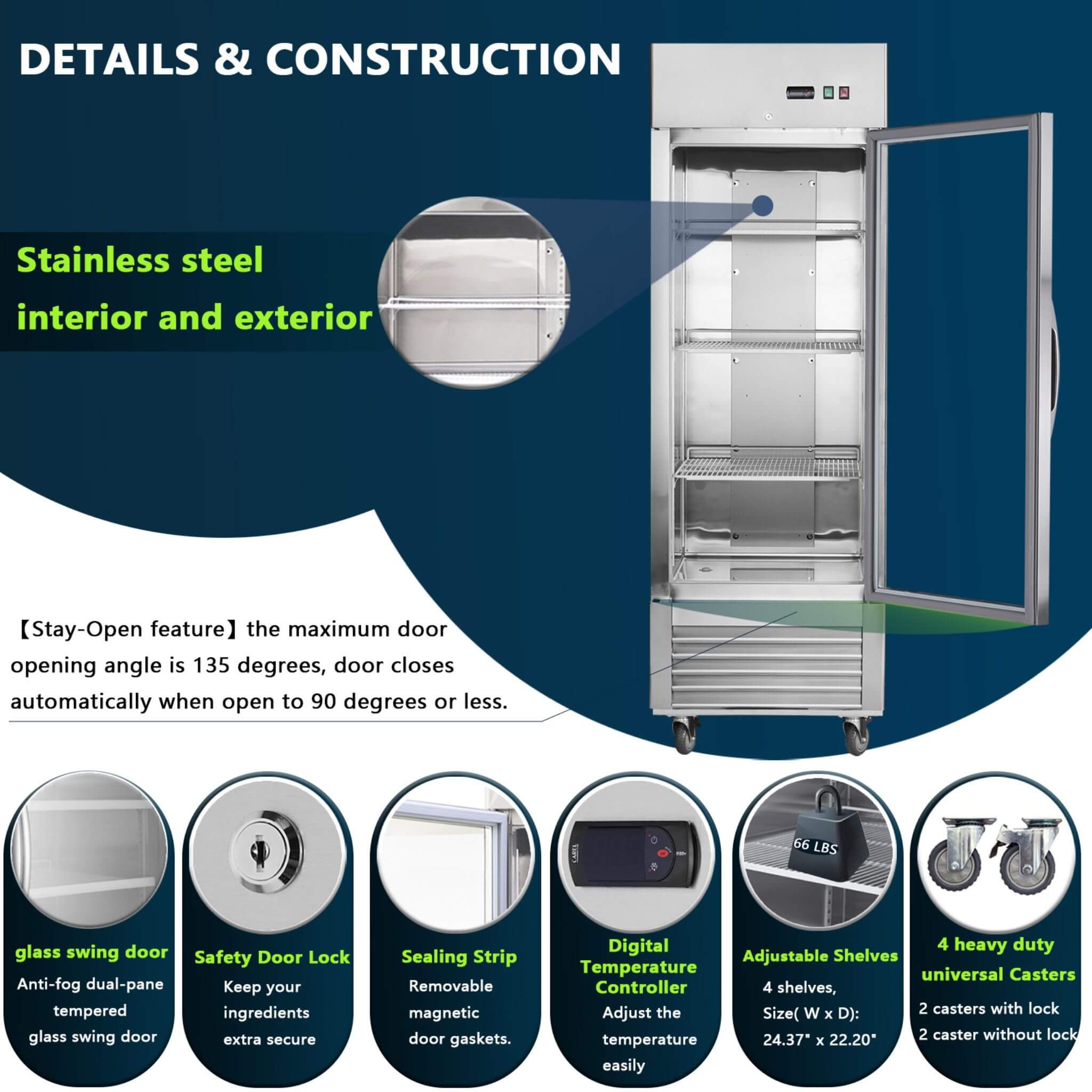 Heavy-Duty Commercial Upright ETL Certified Freezer For Restaurants, Bars, And Supermarkets (SAK01847) – SAKSBY WHOLESALE, vi