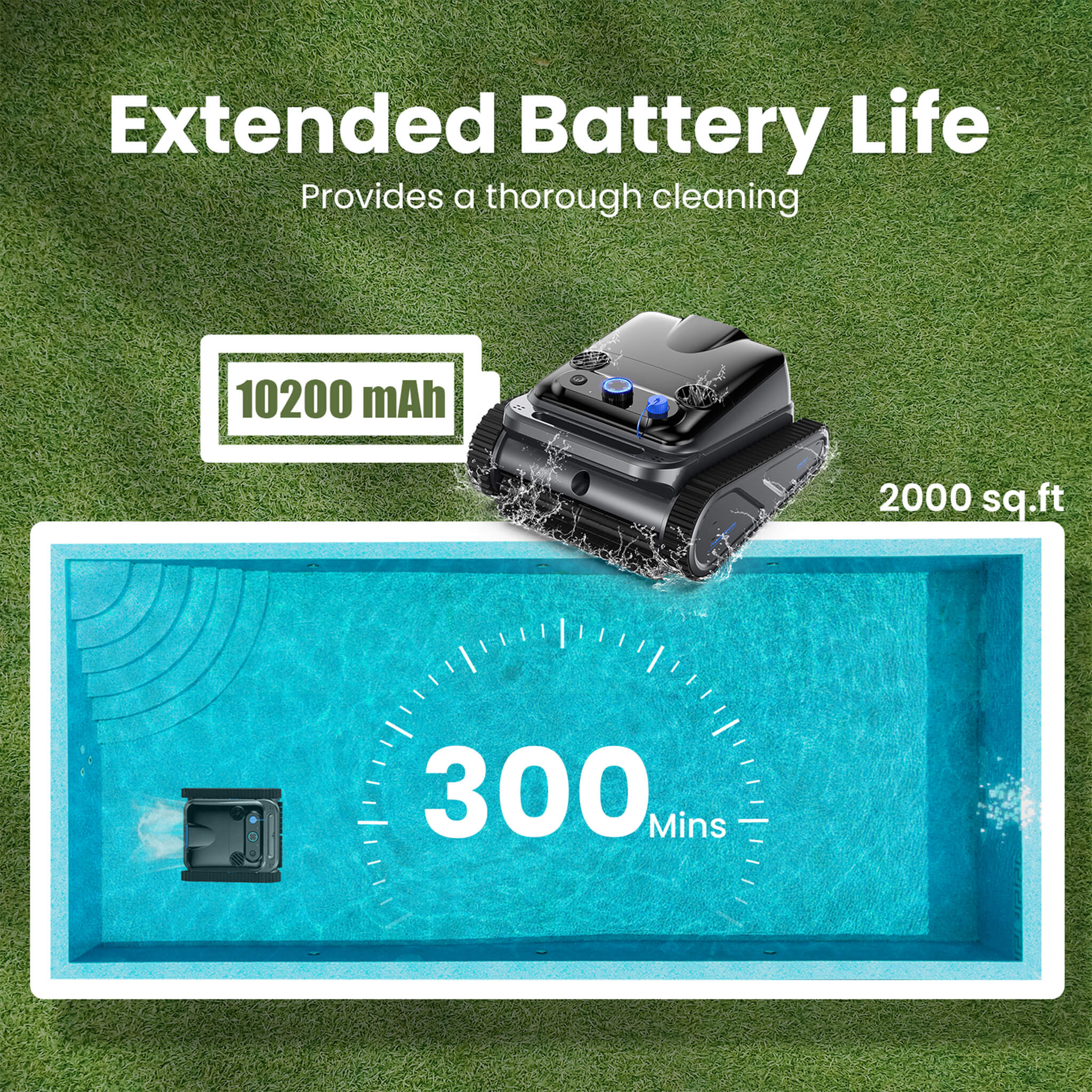 Heavy-Duty Cordless Wall Climbing Robotic Pool Vacuum Cleaner (SAK80239) – SAKSBY WHOLESALE, view 9