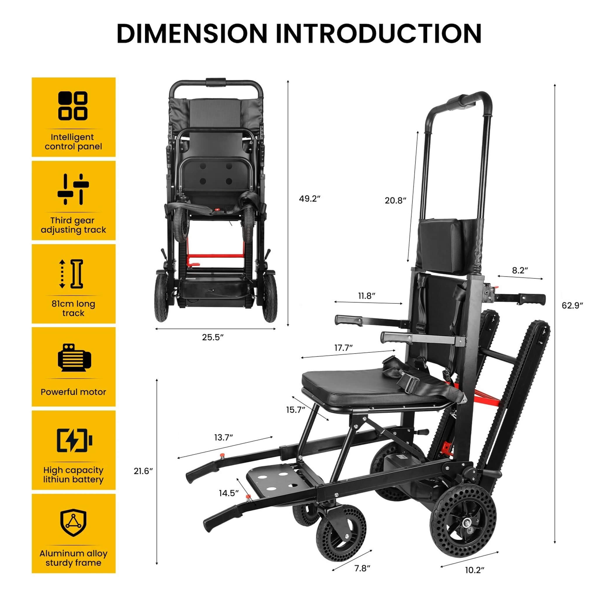 Motivo Heavy-Duty Electric Foldable Stair Climbing Wheelchair, 450LBS [FDA-Approved (SAK92801) – SAKSBY WHOLESALE, view 10