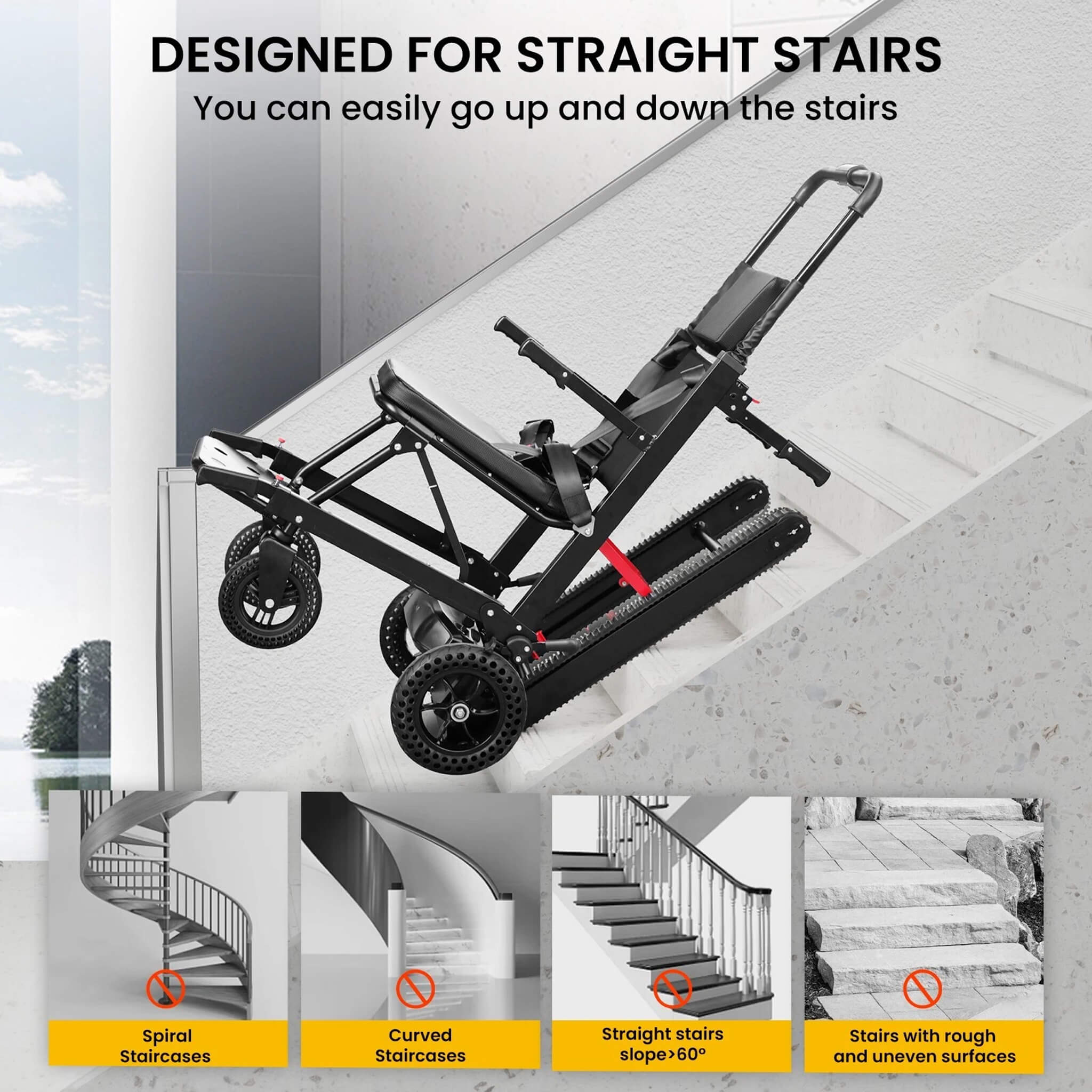 Motivo Heavy-Duty Electric Foldable Stair Climbing Wheelchair, 450LBS [FDA-Approved (SAK92801) – SAKSBY WHOLESALE, view 7