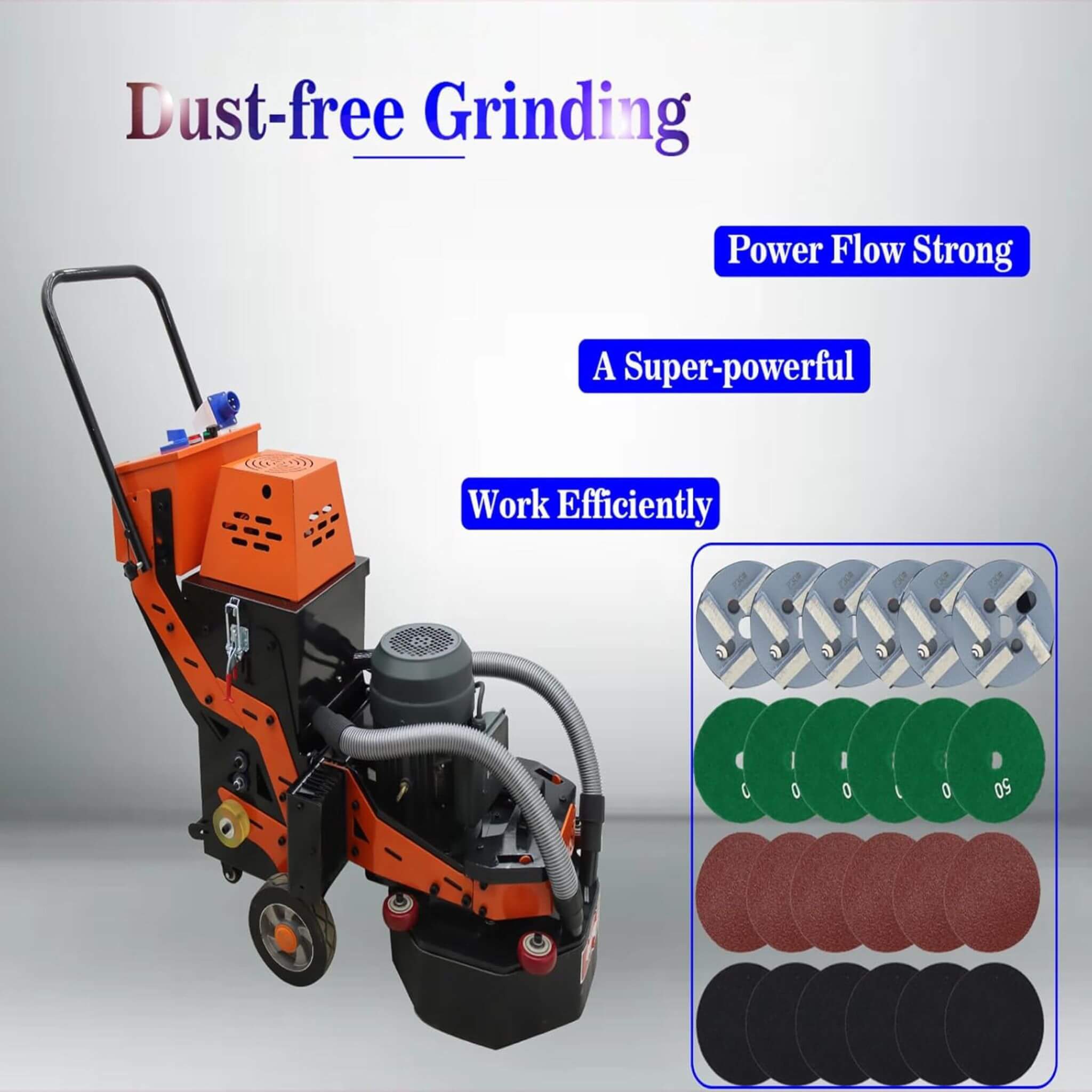 Heavy-Duty Electric Hand-Push Concrete Floor Grinder Polisher (SAK64185) – SAKSBY WHOLESALE, view 3