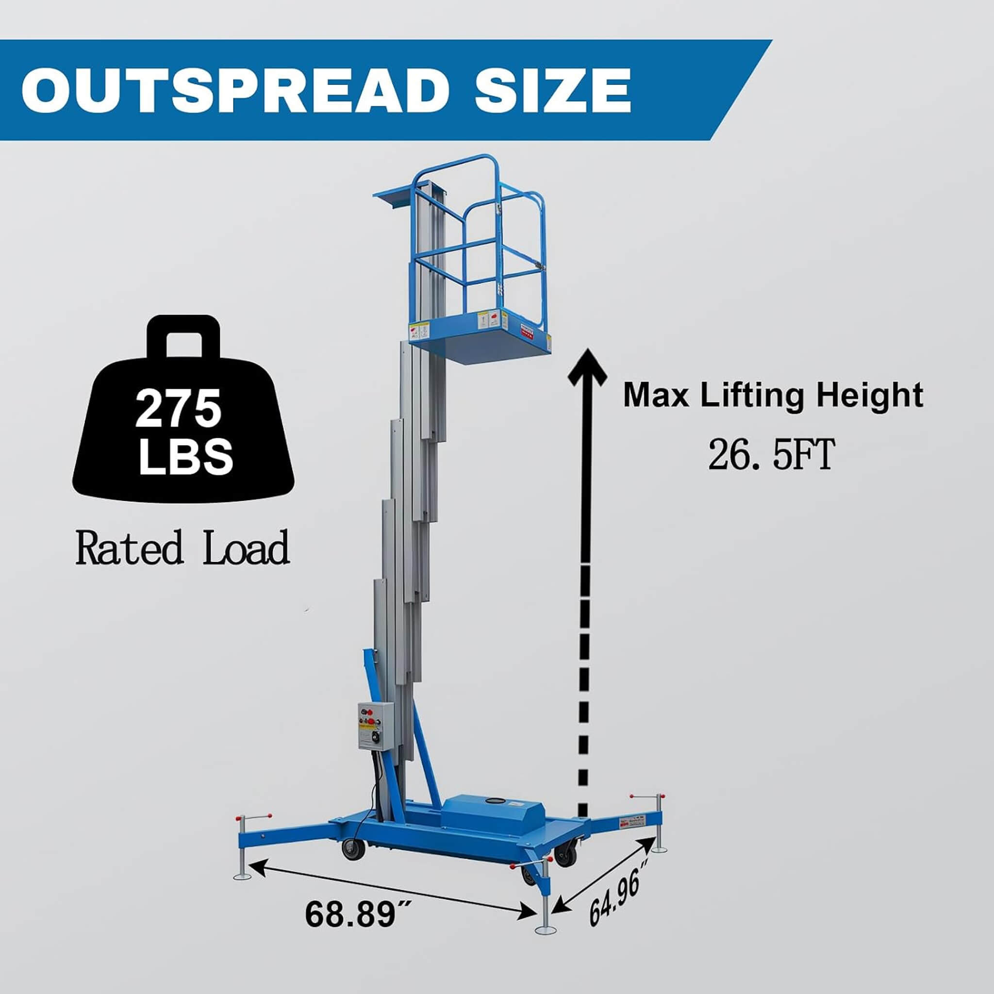 Heavy-Duty Electric Hydraulic Aluminum Mobile Man Lift (SAK20587) – SAKSBY WHOLESALE, view 8