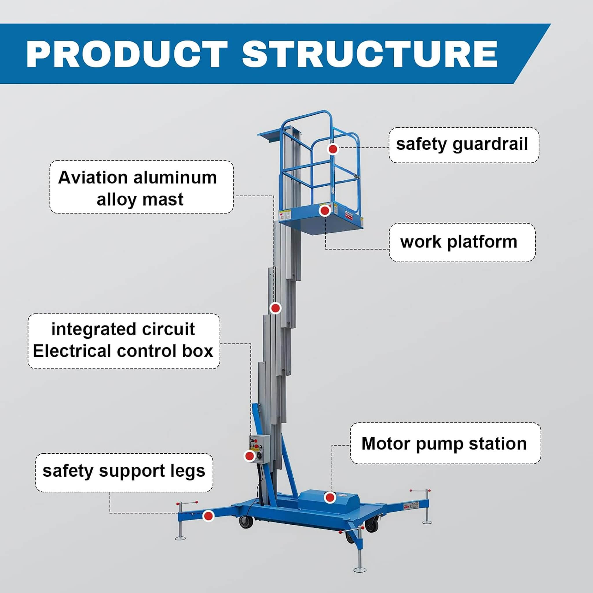 Heavy-Duty Electric Hydraulic Aluminum Mobile Man Lift (SAK20587) – SAKSBY WHOLESALE, view 4