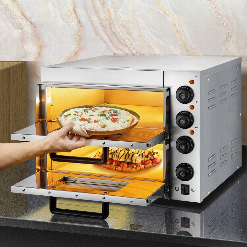 Heavy-Duty Electric 2000W Indoor Commercial Countertop Double Deck Pizza Oven (SAK36147) – SAKSBY WHOLESALE, view 13
