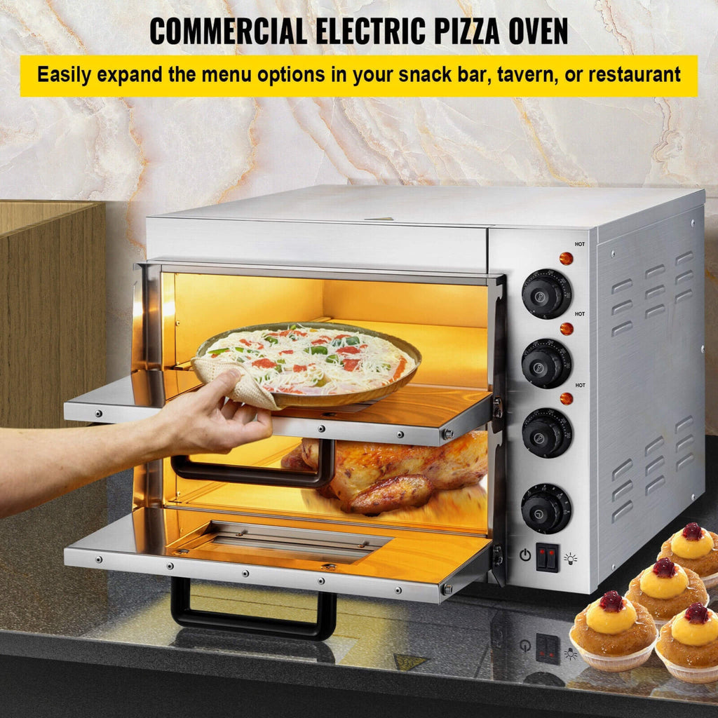 Heavy-Duty Electric 2000W Indoor Commercial Countertop Double Deck Pizza Oven (SAK36147) – SAKSBY WHOLESALE, view 4