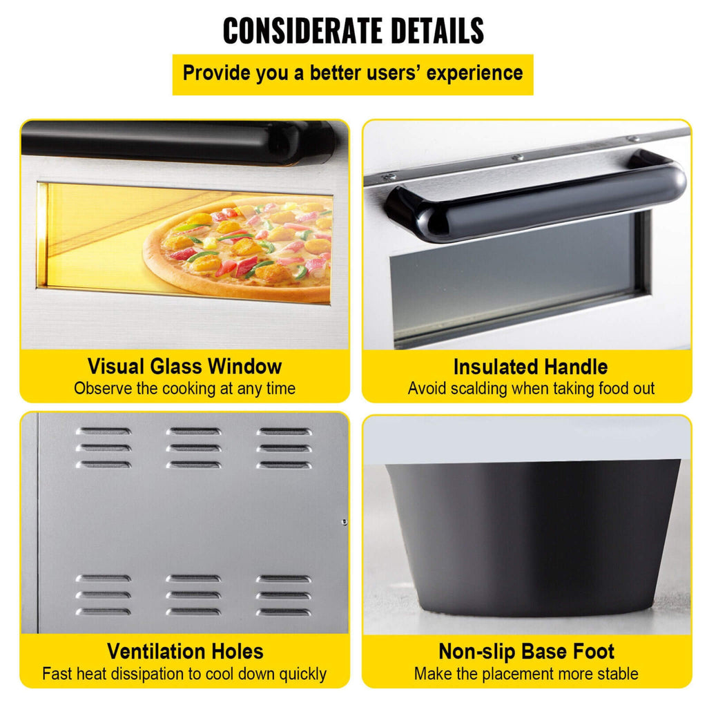 Heavy-Duty Electric 2000W Indoor Commercial Countertop Double Deck Pizza Oven (SAK36147) – SAKSBY WHOLESALE, view 12