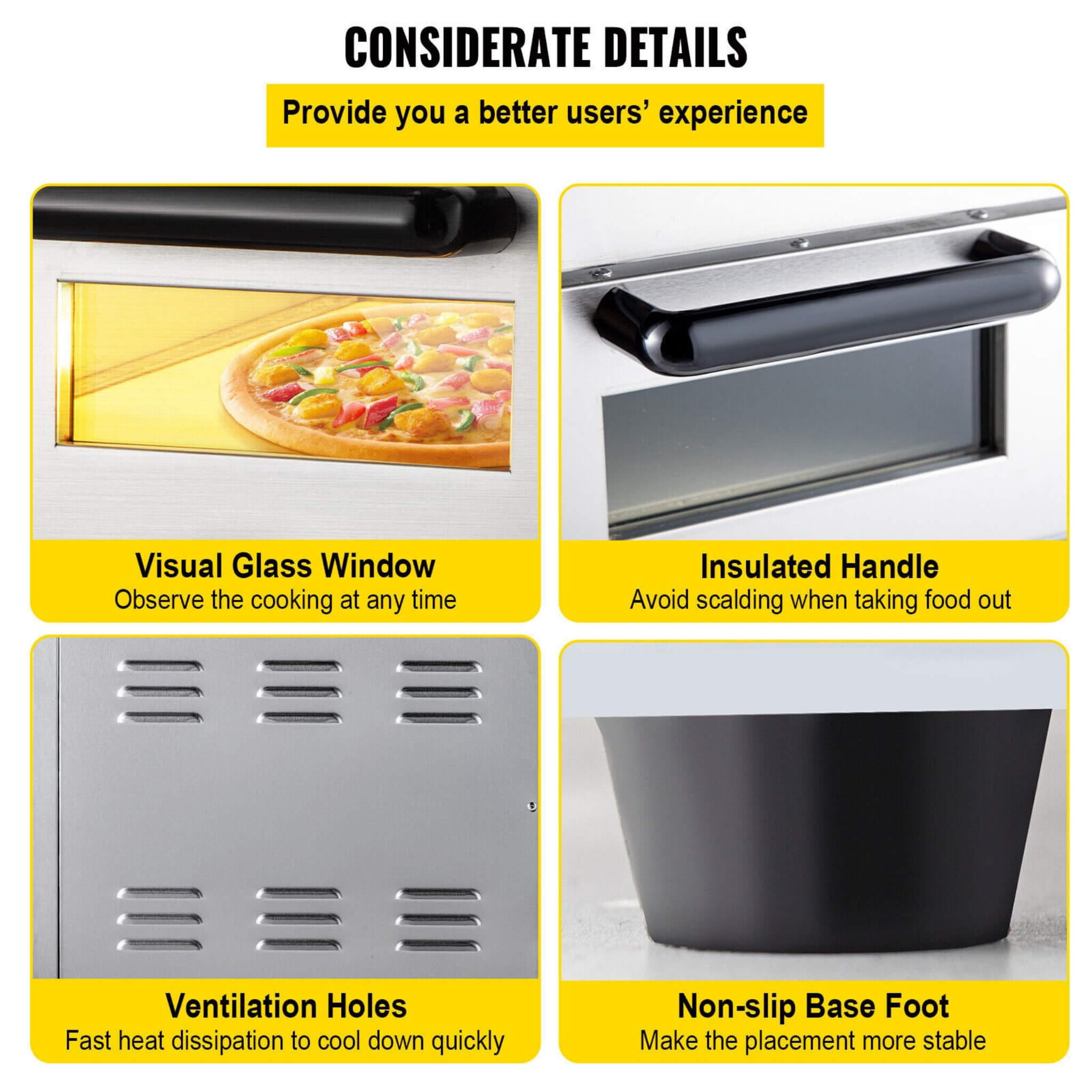 Heavy-Duty Electric 2000W Indoor Commercial Countertop Double Deck Pizza Oven (SAK36147) – SAKSBY WHOLESALE, view 12