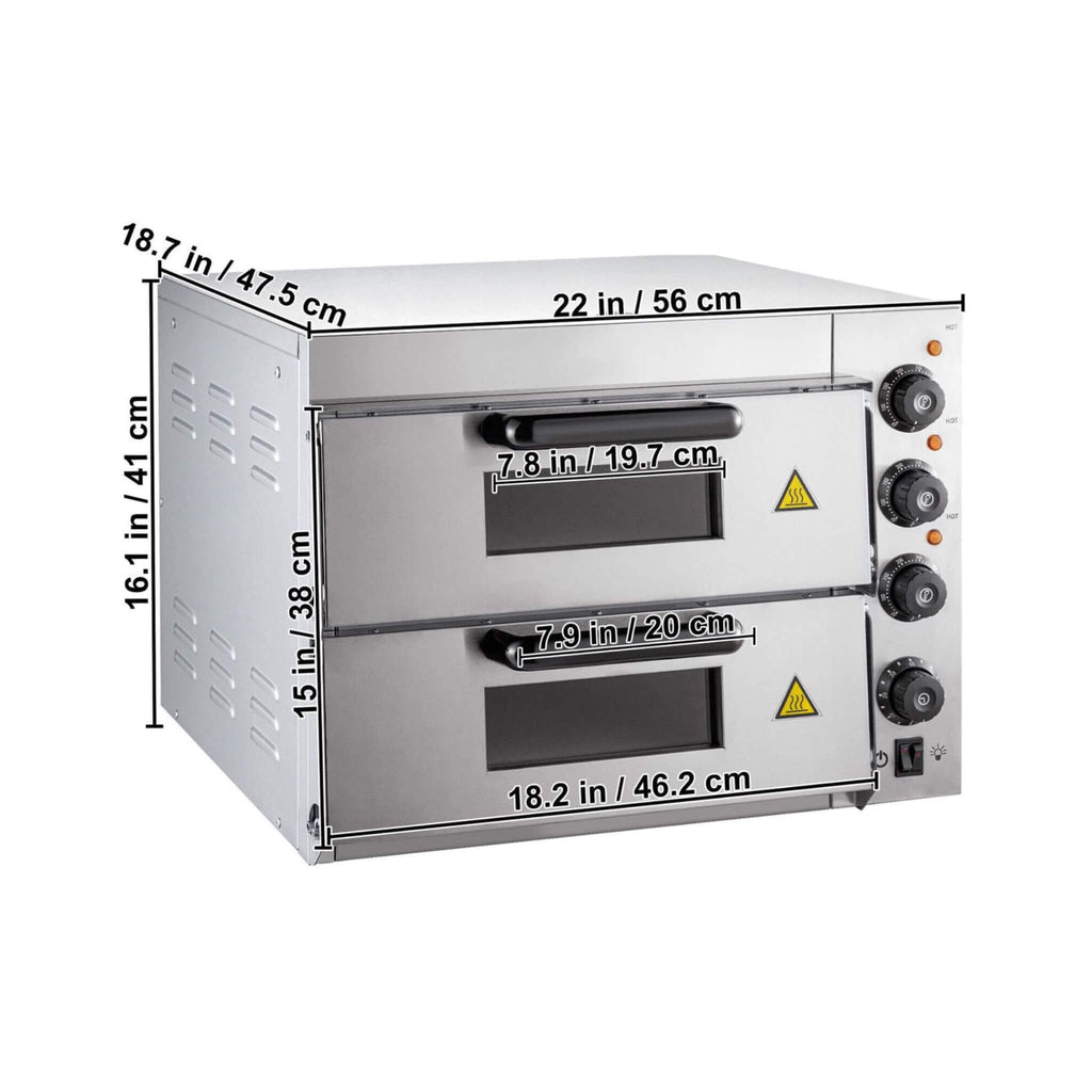 Heavy-Duty Electric 2000W Indoor Commercial Countertop Double Deck Pizza Oven (SAK36147) – SAKSBY WHOLESALE, view 10