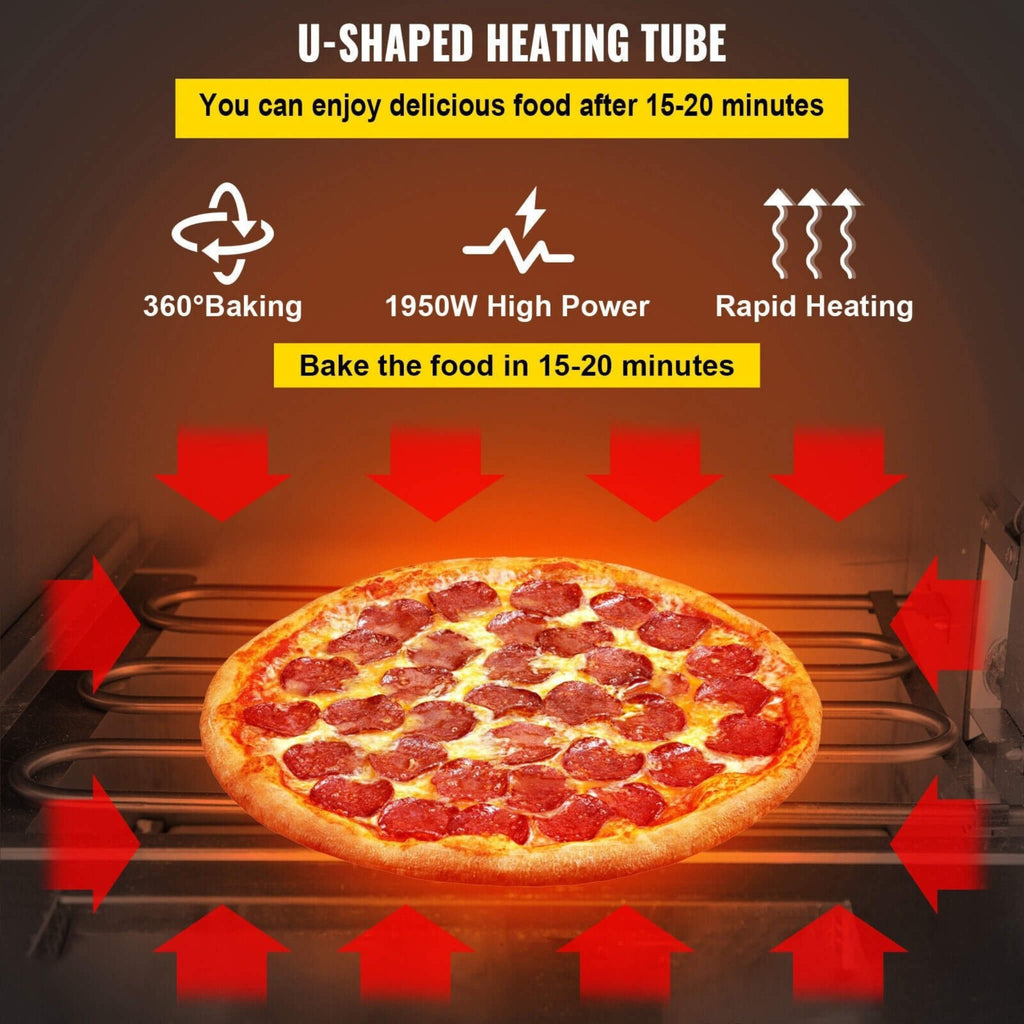 Heavy-Duty Electric 2000W Indoor Commercial Countertop Double Deck Pizza Oven (SAK36147) – SAKSBY WHOLESALE, view 7