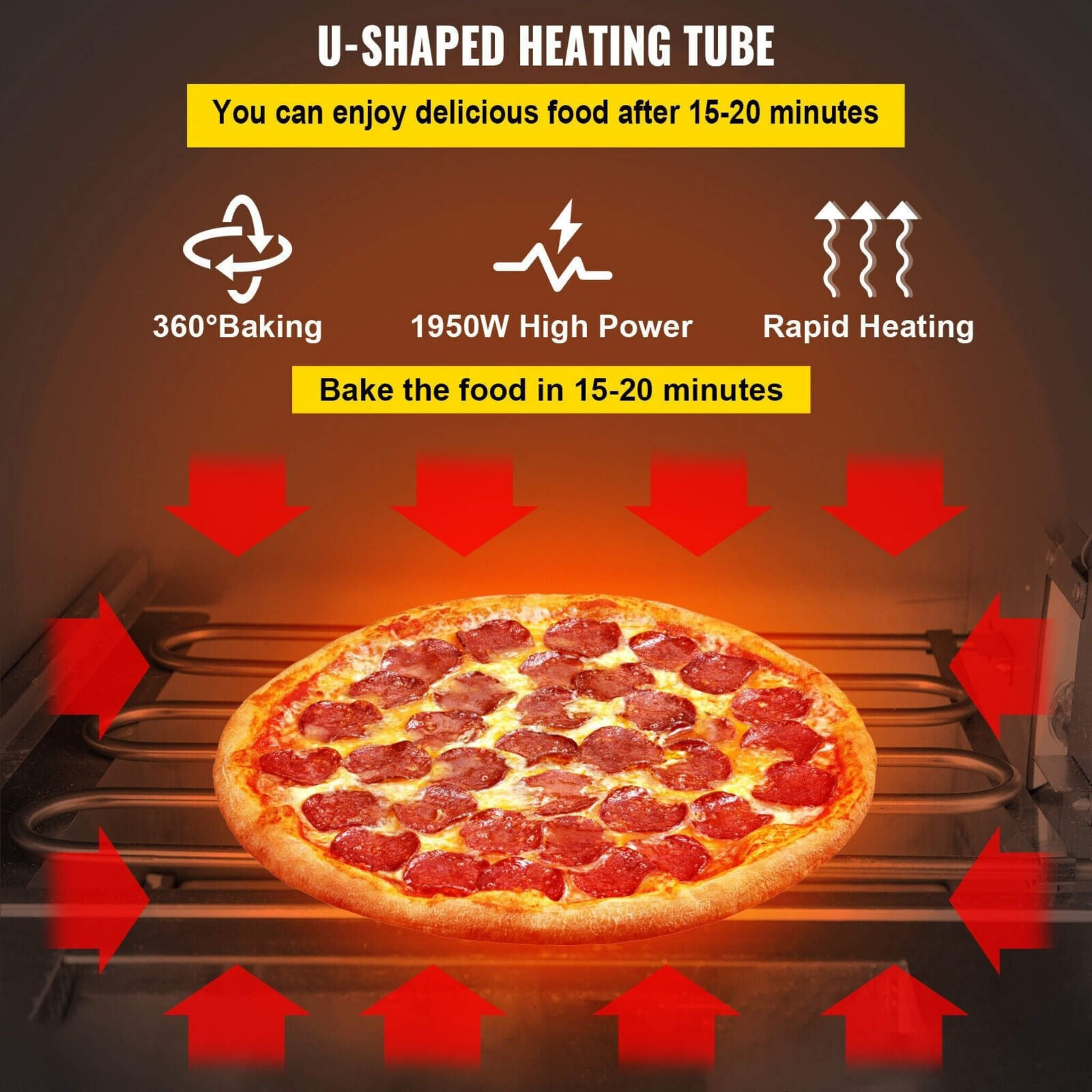Heavy-Duty Electric 2000W Indoor Commercial Countertop Double Deck Pizza Oven (SAK36147) – SAKSBY WHOLESALE, view 7