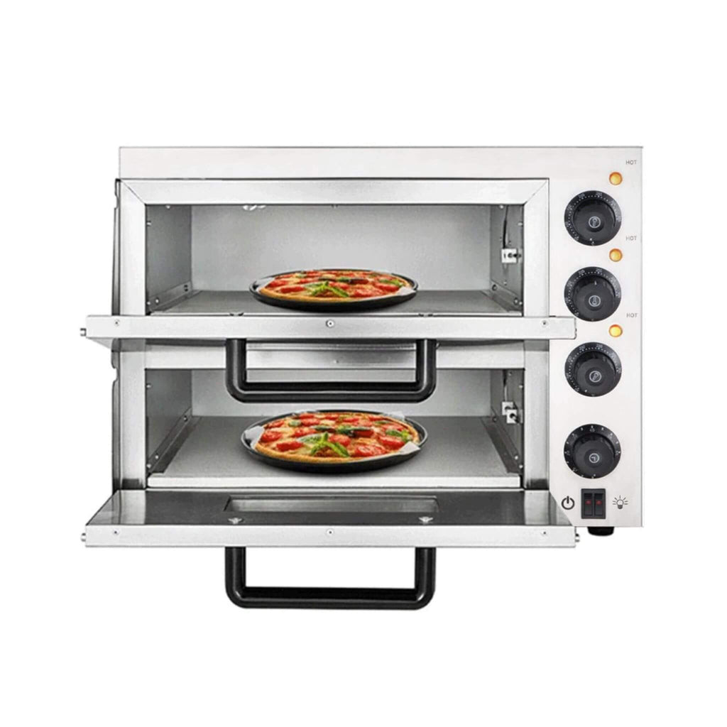 Heavy-Duty Electric 2000W Indoor Commercial Countertop Double Deck Pizza Oven (SAK36147) – SAKSBY WHOLESALE