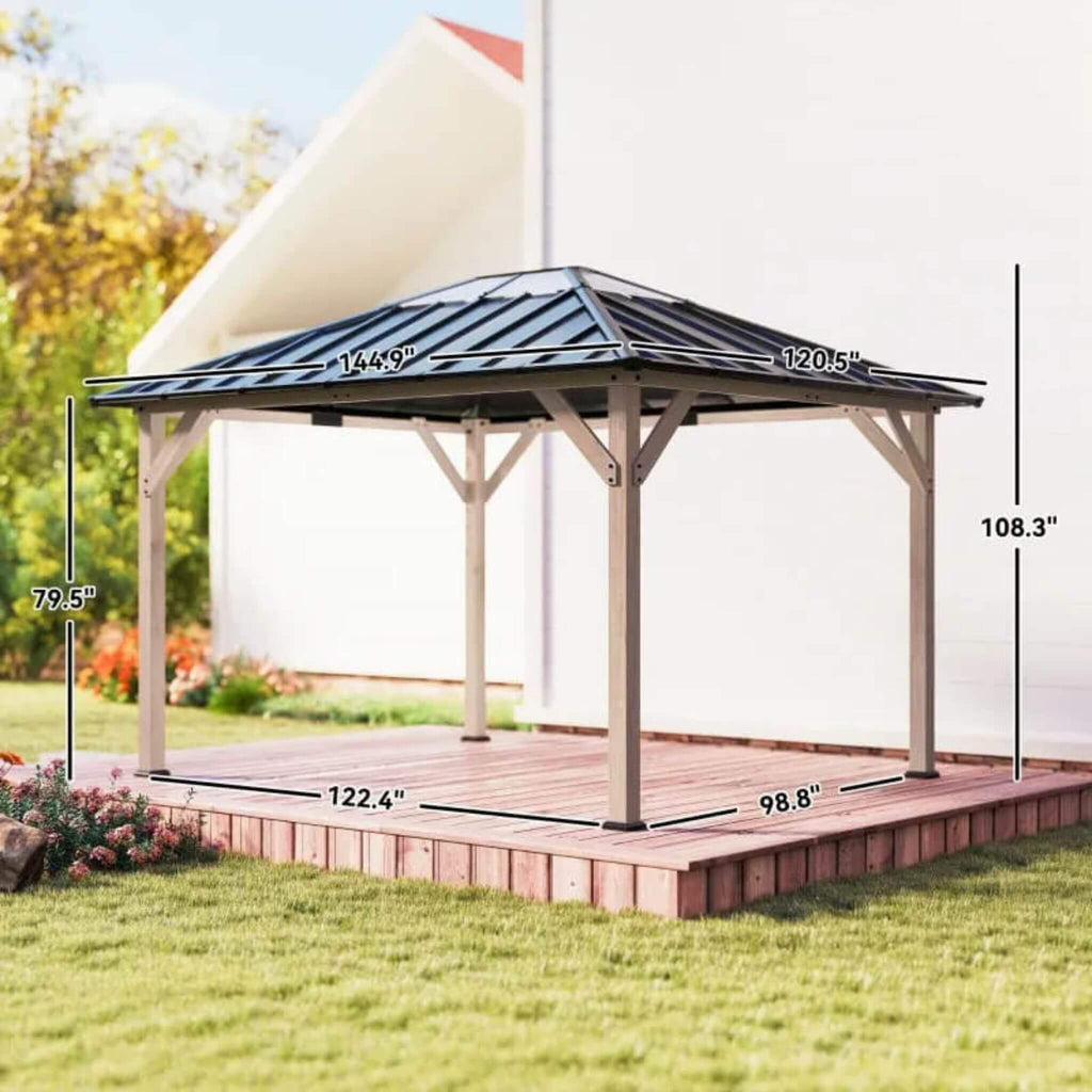 [08X10] Alora Heavy-Duty Fir Wood Hardtop Gazebo With Galvanized Steel Roof And Ceiling Hooks (SAK29467) – SAKSBY WHOLESALE, 