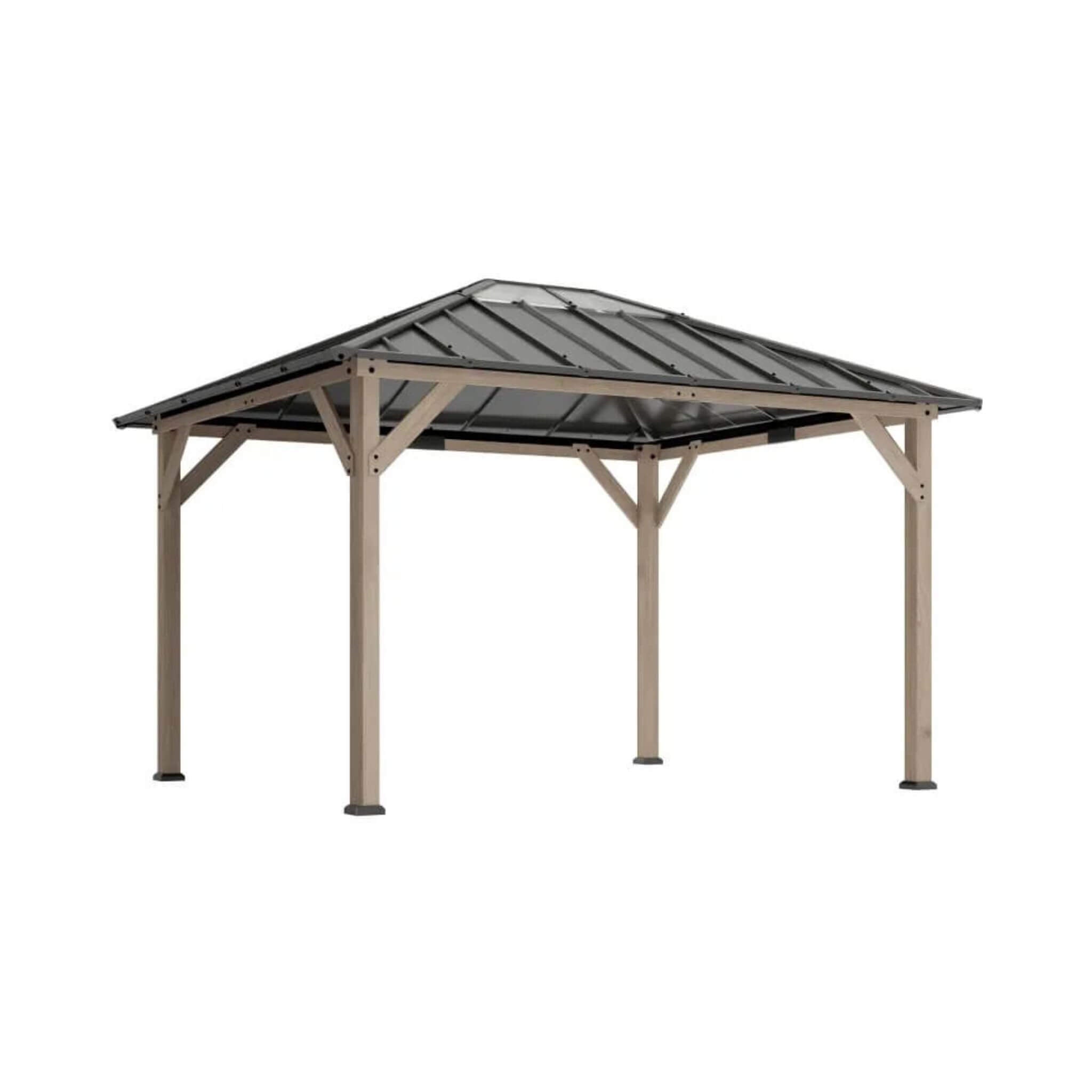 [08X10] Alora Heavy-Duty Fir Wood Hardtop Gazebo With Galvanized Steel Roof And Ceiling Hooks (SAK29467) – SAKSBY WHOLESALE, 