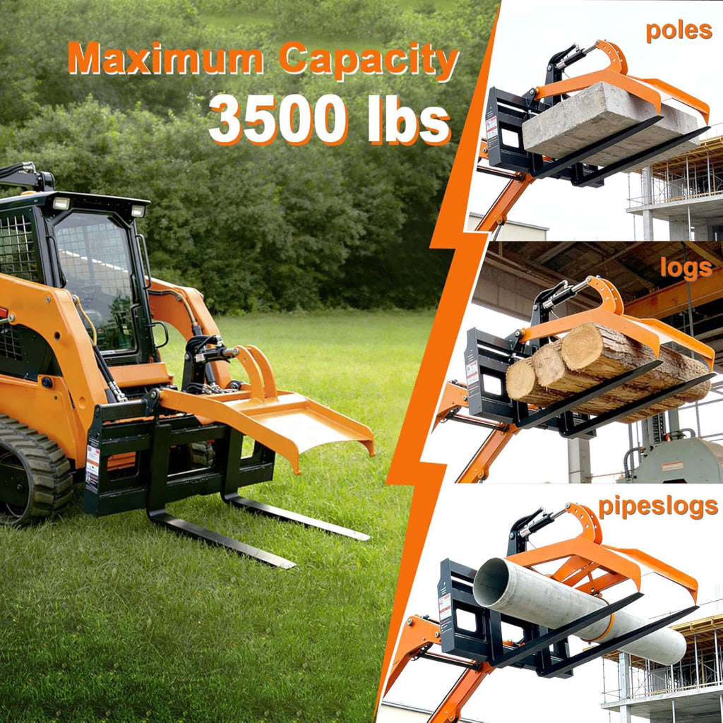 Heavy-Duty Fork Grapple Skid Steer Attachment With Universal Quick Attach (SAK10478) – SAKSBY WHOLESALE, view 4