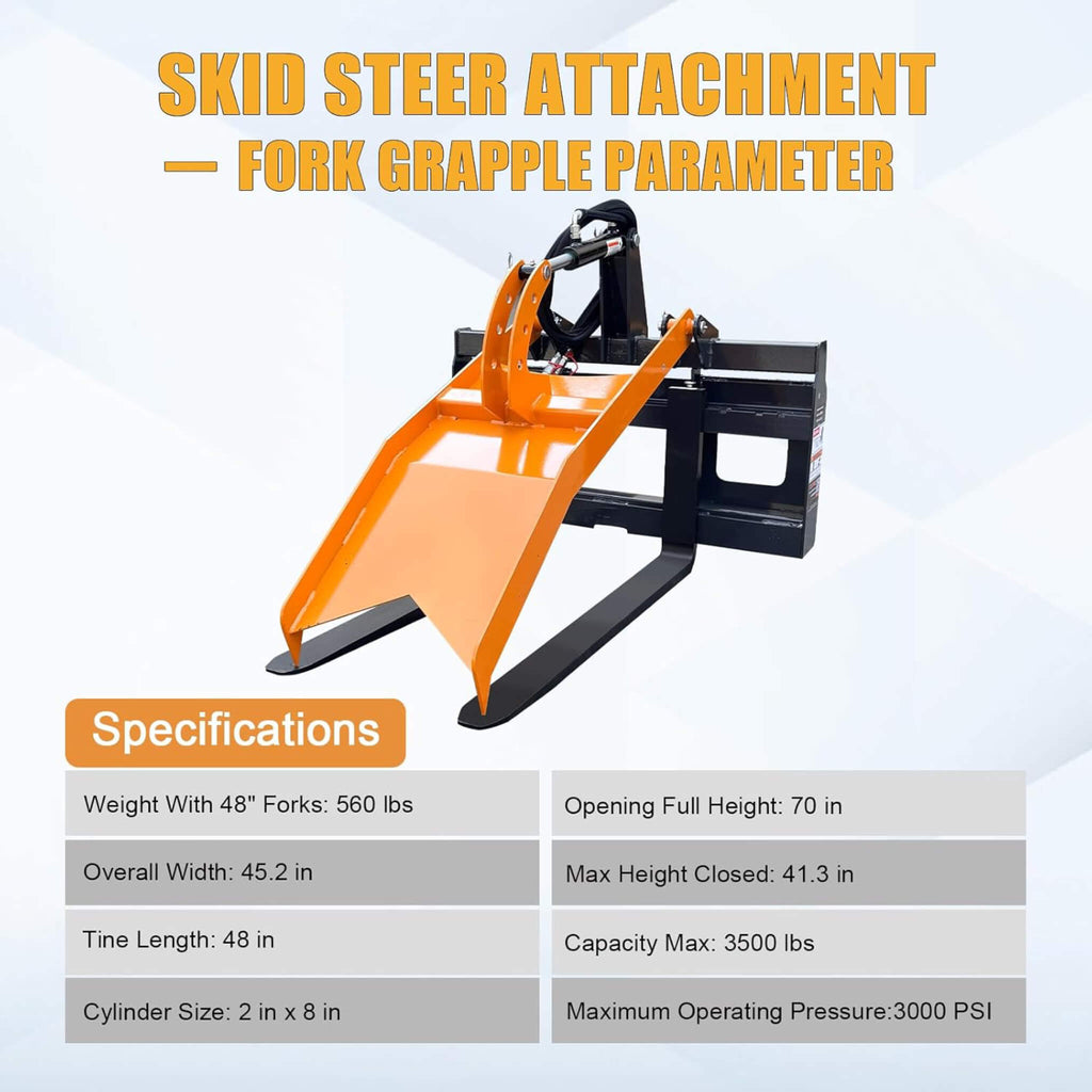 Heavy-Duty Fork Grapple Skid Steer Attachment With Universal Quick Attach (SAK10478) – SAKSBY WHOLESALE, view 8