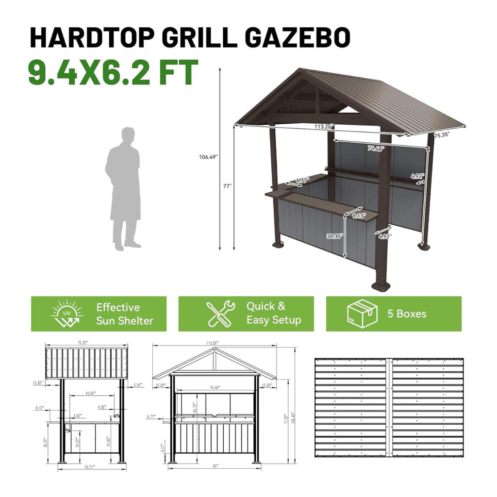 [06X09FT] Alora Heavy-Duty Gable Roof Hardtop Grill Gazebo (SAK49731) – SAKSBY WHOLESALE, view 9