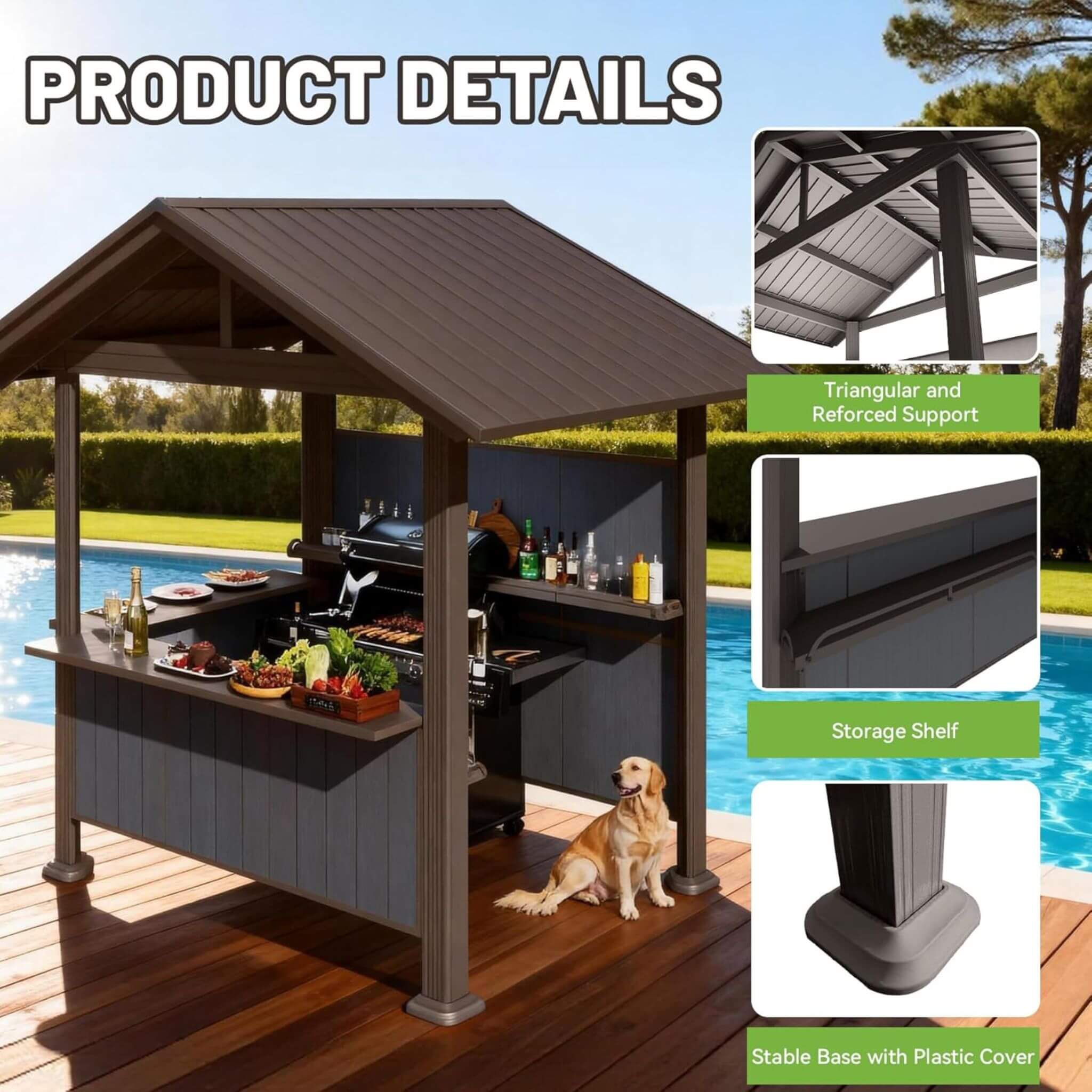 [06X09FT] Alora Heavy-Duty Gable Roof Hardtop Grill Gazebo (SAK49731) – SAKSBY WHOLESALE, view 6