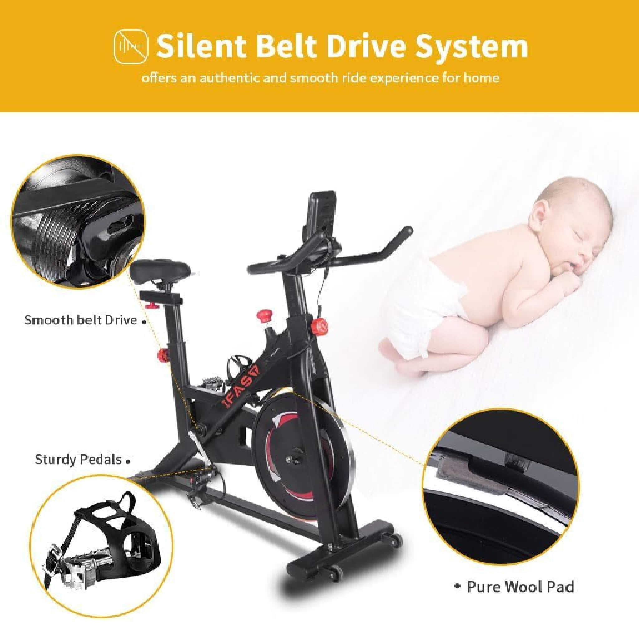 IFast Heavy-Duty Indoor Smart Stationary Fitness Cardio Training Spin Bike For Home Gyms (SAK65195) – SAKSBY WHOLESALE, view 