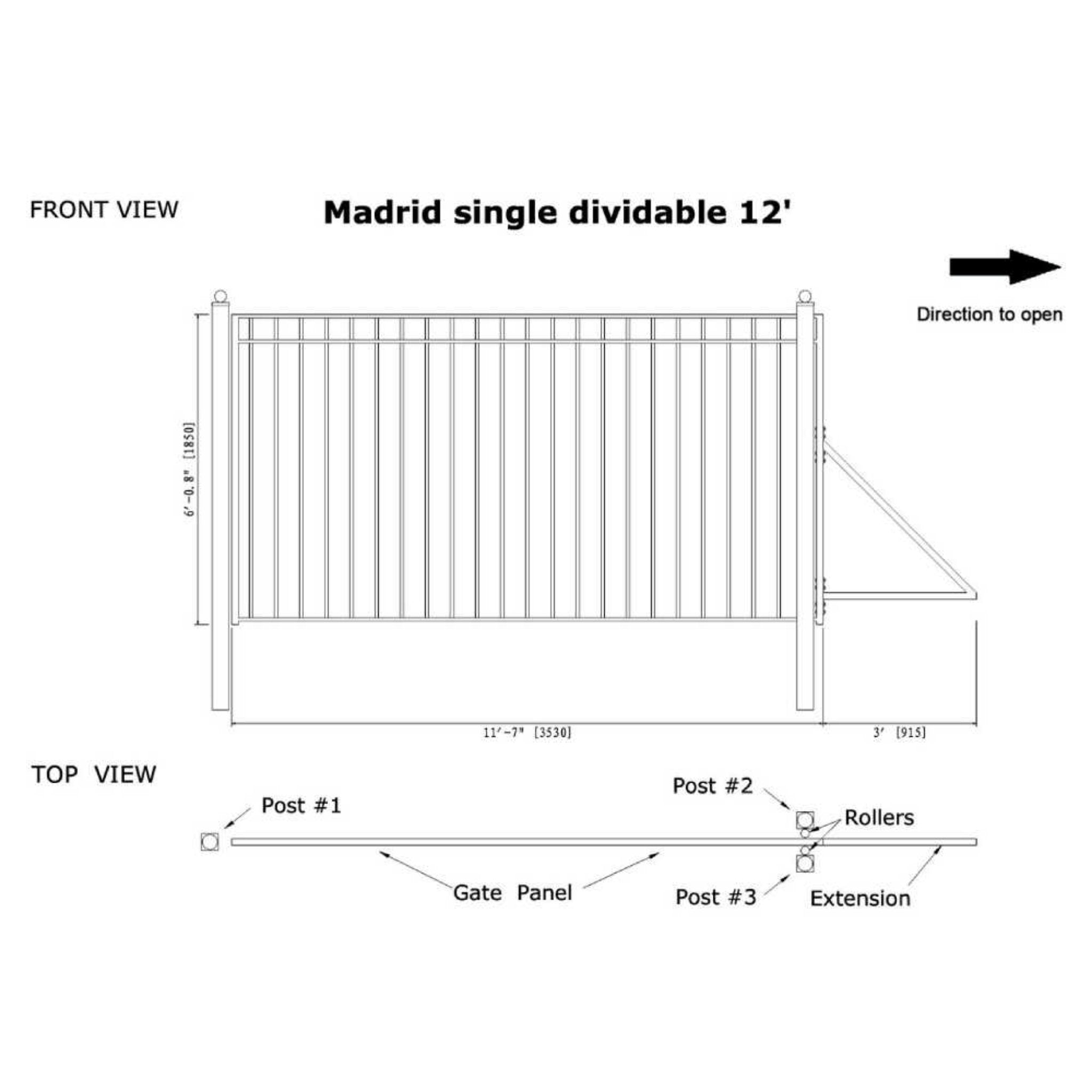 [12-30FT] Heavy-Duty Madrid-Style Premium Steel Sliding Driveway Gate (SAK23857) – SAKSBY WHOLESALE, view 11