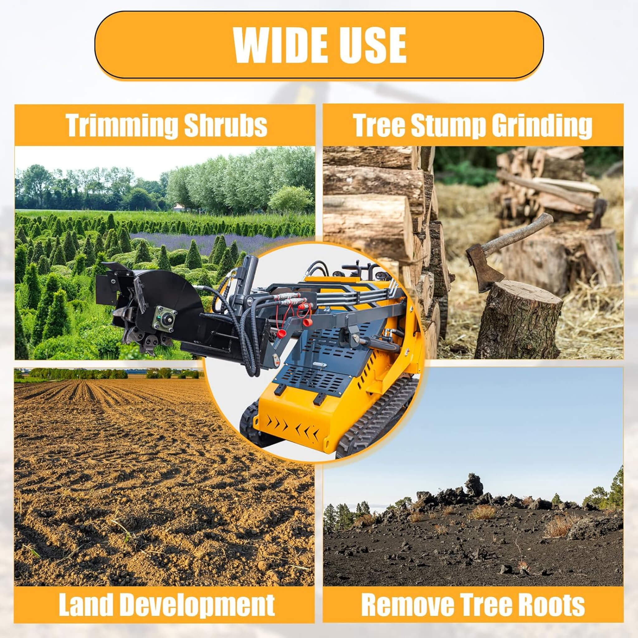 Heavy-Duty Mini Skid Steer Stump Grinder Attachment With Carbide Steel Teeth (SAK57481) – SAKSBY WHOLESALE, view 8