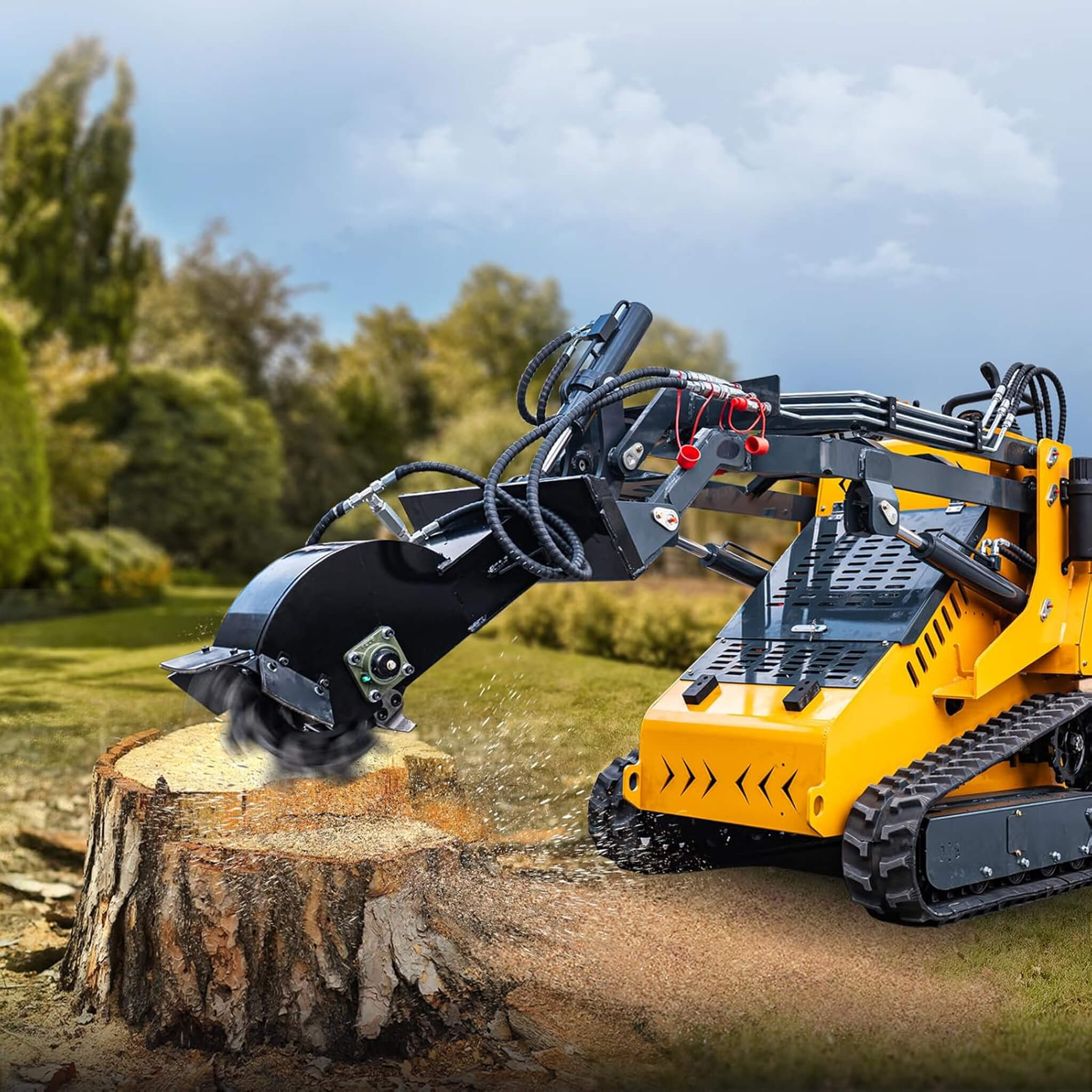 Heavy-Duty Mini Skid Steer Stump Grinder Attachment With Carbide Steel Teeth (SAK57481) – SAKSBY WHOLESALE, view 3