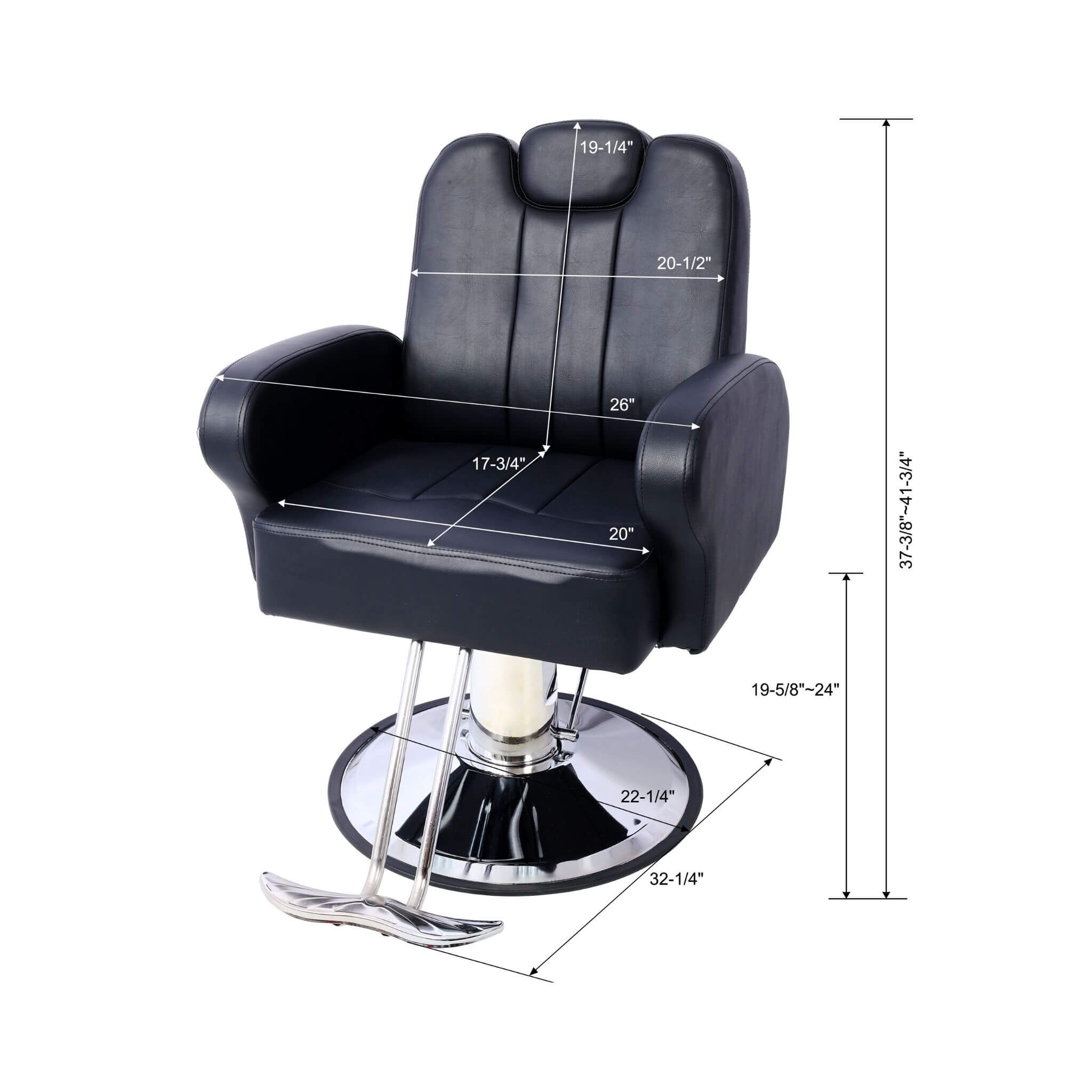 Heavy-Duty Multifunctional PU Leather Reclining Hydraulic Barber Chair W/ Chrome Steel Base (SAK35719) – SAKSBY WHOLESALE, vi