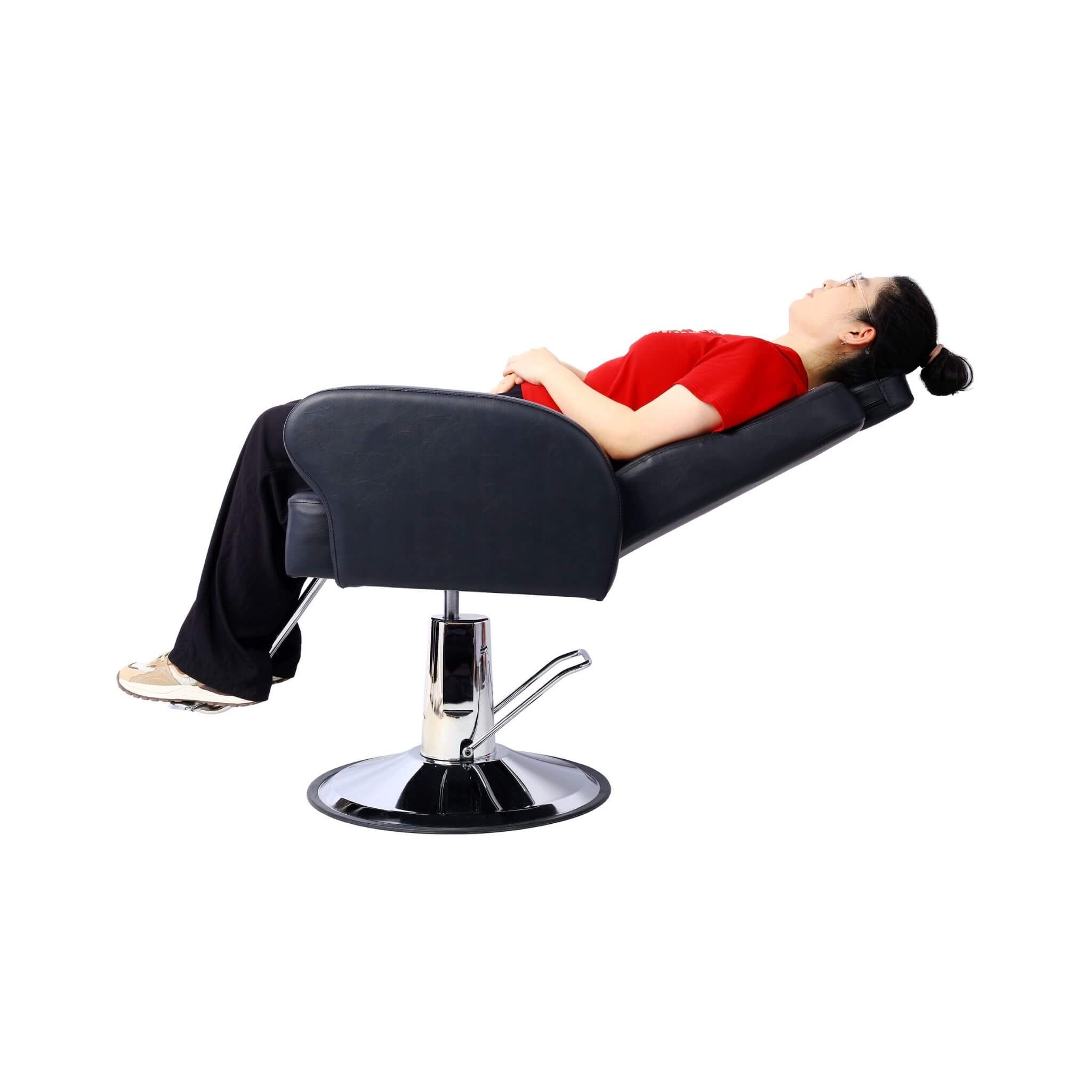 Heavy-Duty Multifunctional PU Leather Reclining Hydraulic Barber Chair W/ Chrome Steel Base (SAK35719) – SAKSBY WHOLESALE, vi