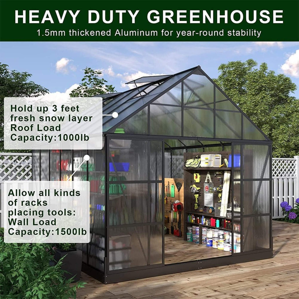 [10X12FT] Heavy-Duty Outdoor Walk-In Polycarbonate Patio Greenhouse With Sliding Doors & Vents (SAK92846) – SAKSBY WHOLESALE,
