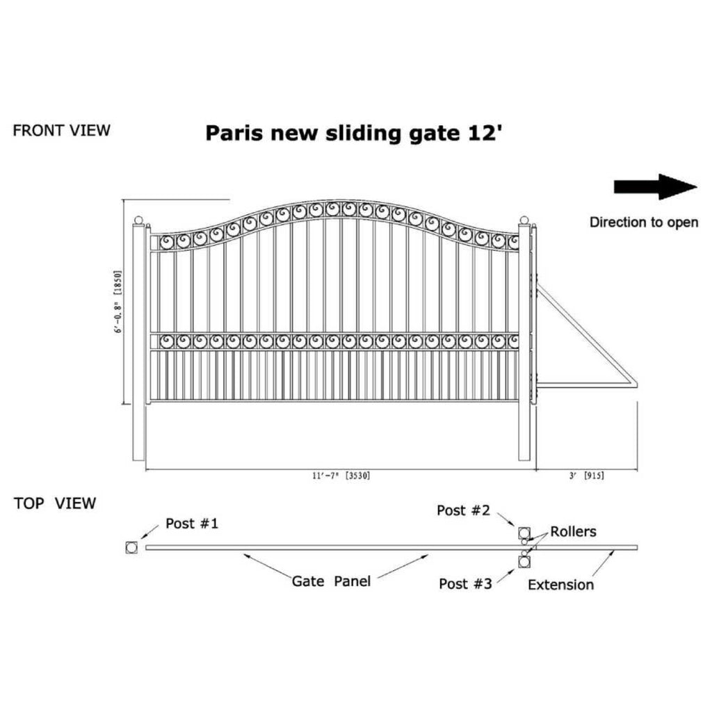 [12-18FT] Heavy-Duty Paris-Style Premium Steel Sliding Driveway Gate (SAK14850) – SAKSBY WHOLESALE, view 14