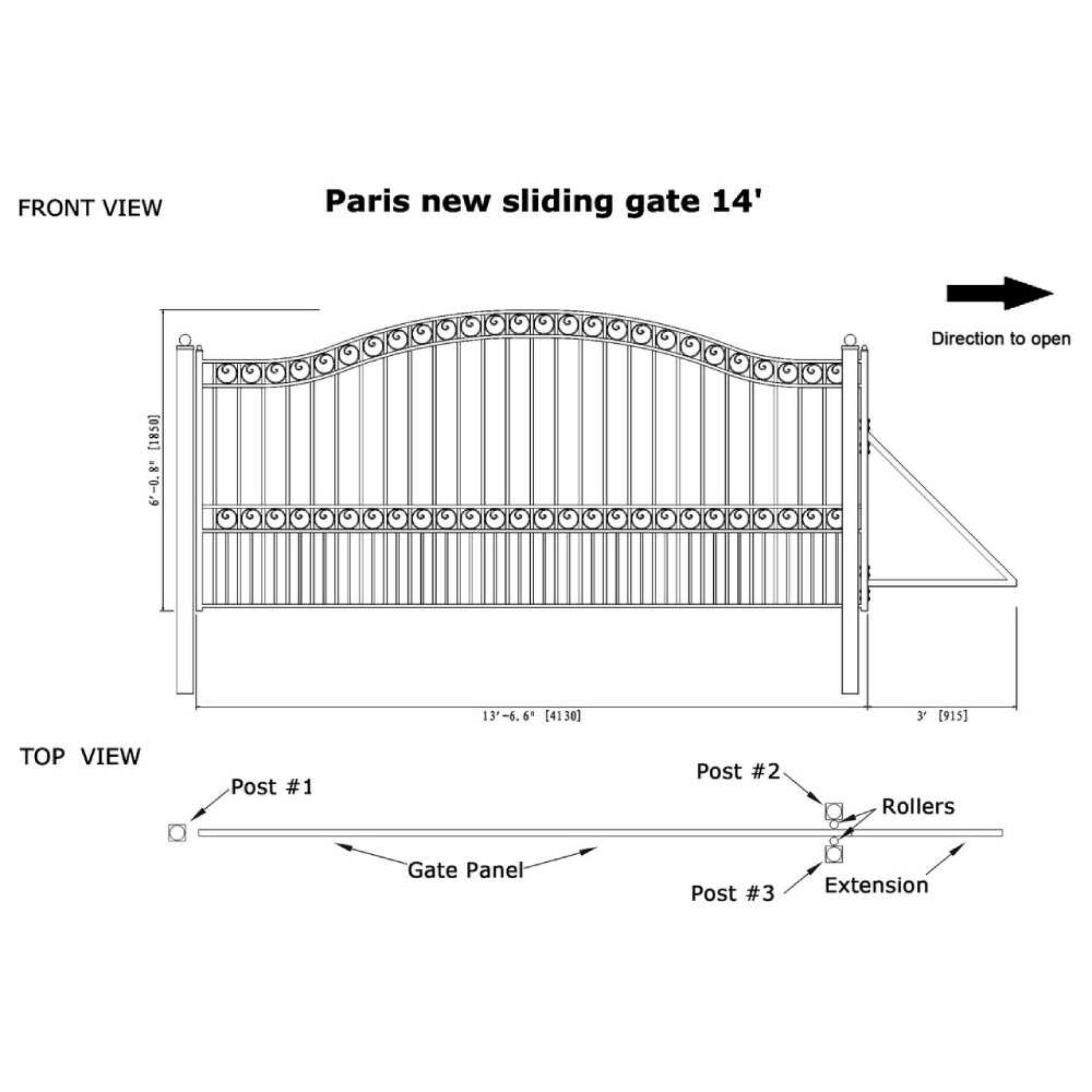 [12-18FT] Heavy-Duty Paris-Style Premium Steel Sliding Driveway Gate (SAK14850) – SAKSBY WHOLESALE, view 15