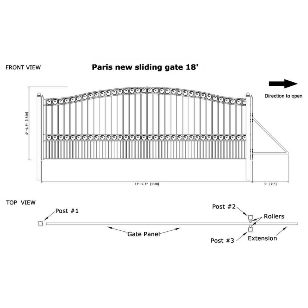 [12-18FT] Heavy-Duty Paris-Style Premium Steel Sliding Driveway Gate (SAK14850) – SAKSBY WHOLESALE, view 17
