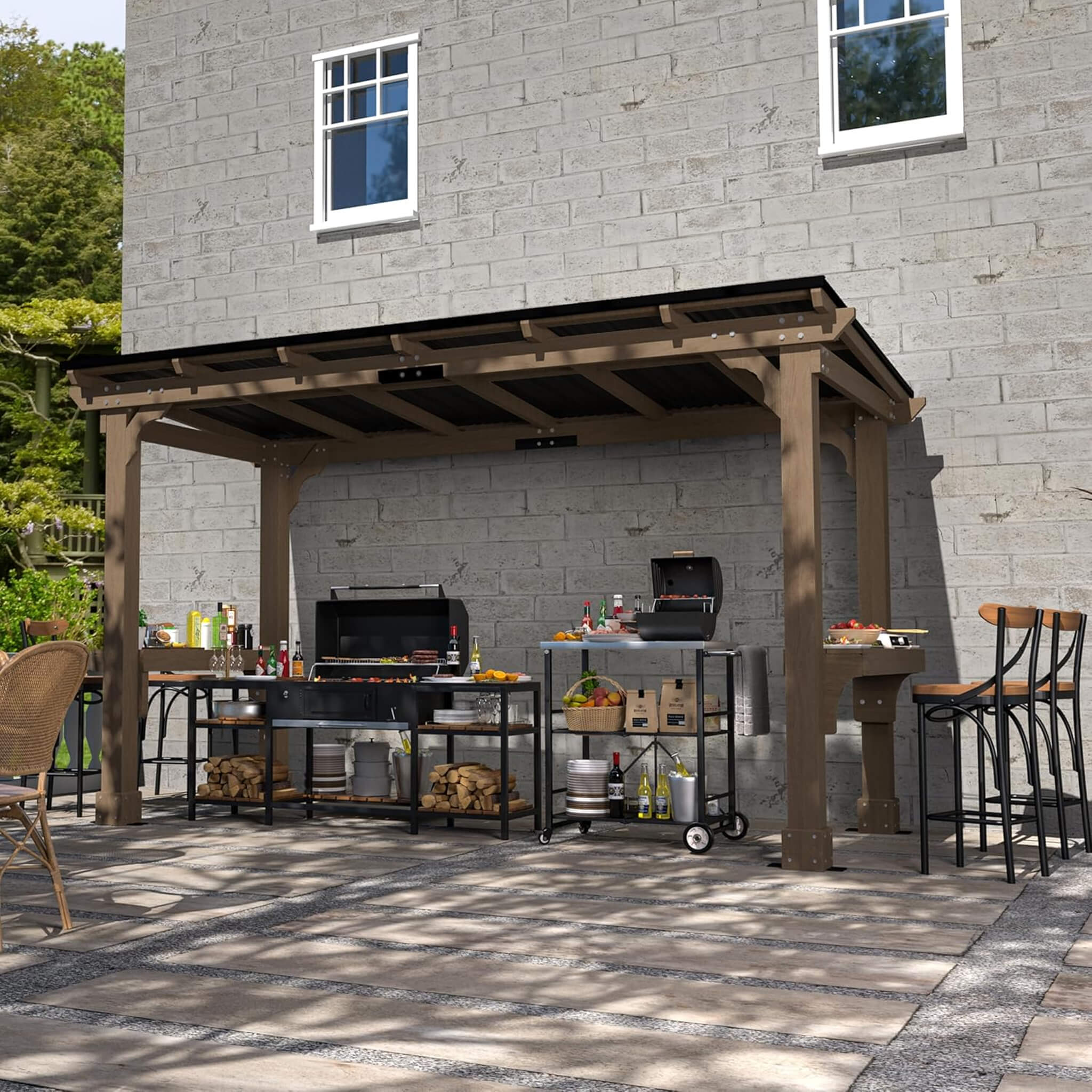Alora Heavy-Duty Premium Wooden Grill Gazebo With Sloped Metal Roof (SAK61583) – SAKSBY WHOLESALE, view 11