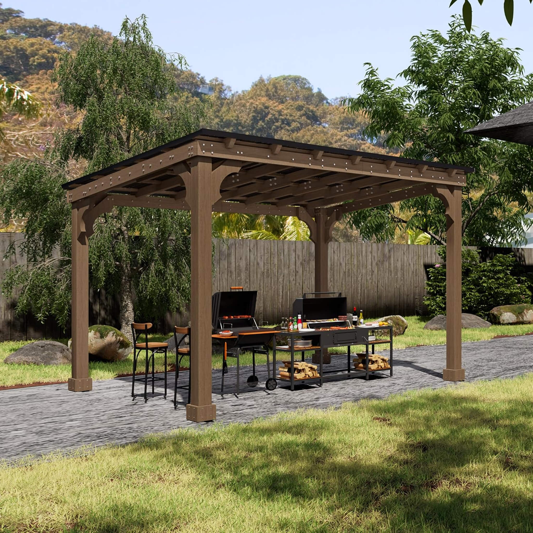 Alora Heavy-Duty Premium Wooden Grill Gazebo With Sloped Metal Roof (SAK61583) – SAKSBY WHOLESALE, view 15