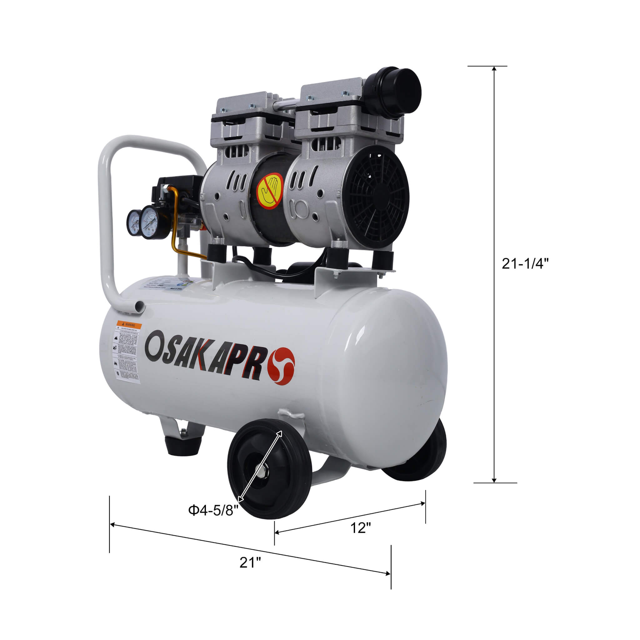 Heavy Duty 1.5/2.5HP Silent Oil-Free Portable Air Compressor With Wheels And Auto Drain (SAK53462) – SAKSBY WHOLESALE, view 1