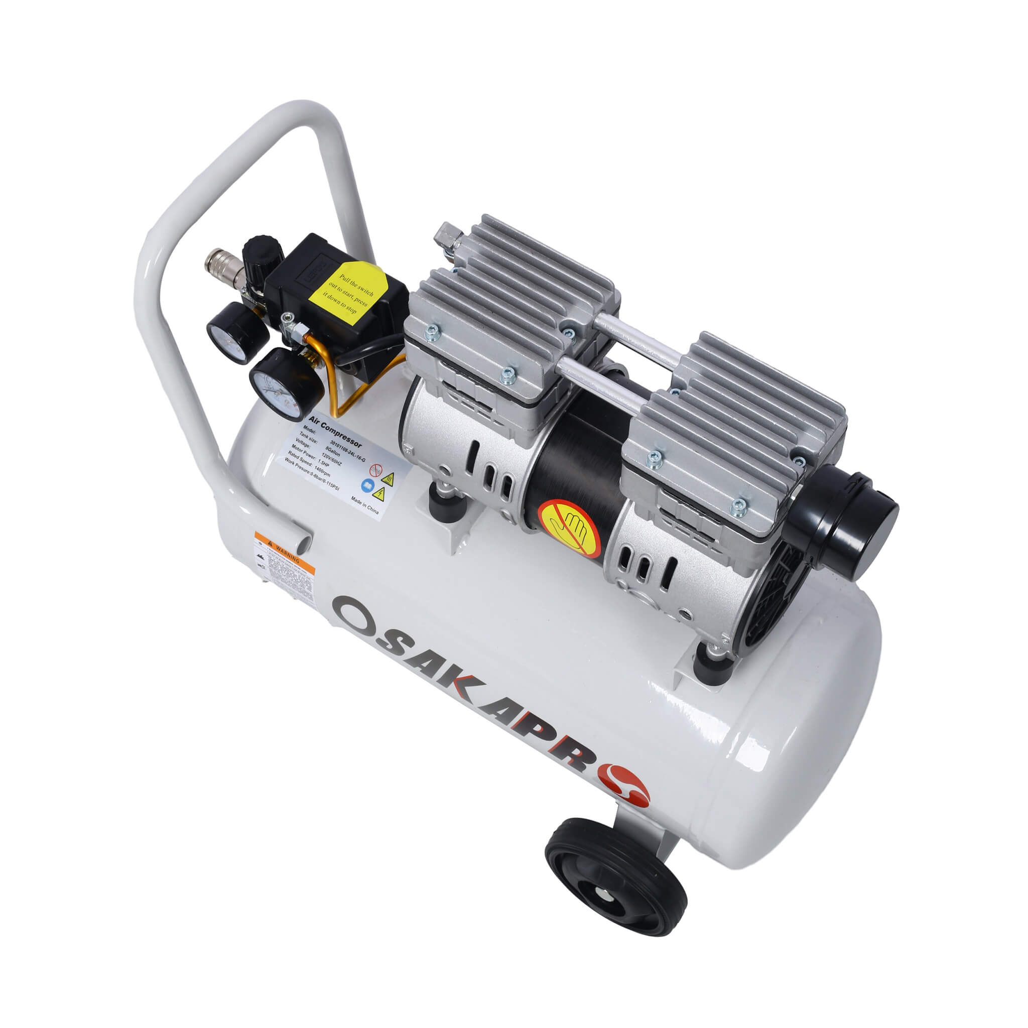 Heavy Duty 1.5/2.5HP Silent Oil-Free Portable Air Compressor With Wheels And Auto Drain (SAK53462) – SAKSBY WHOLESALE, view 1