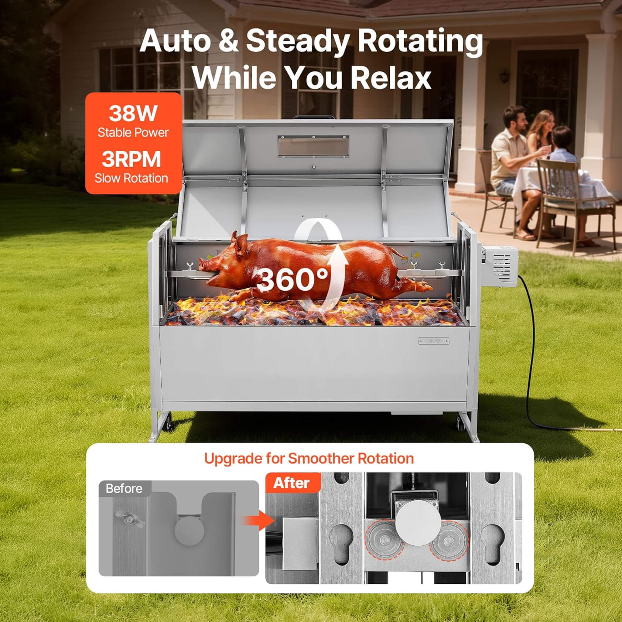Heavy-Duty Spit Roaster Rotisserie BBQ Grill For Pig, Lamb And Chicken (SAK59286) – SAKSBY WHOLESALE, view 3